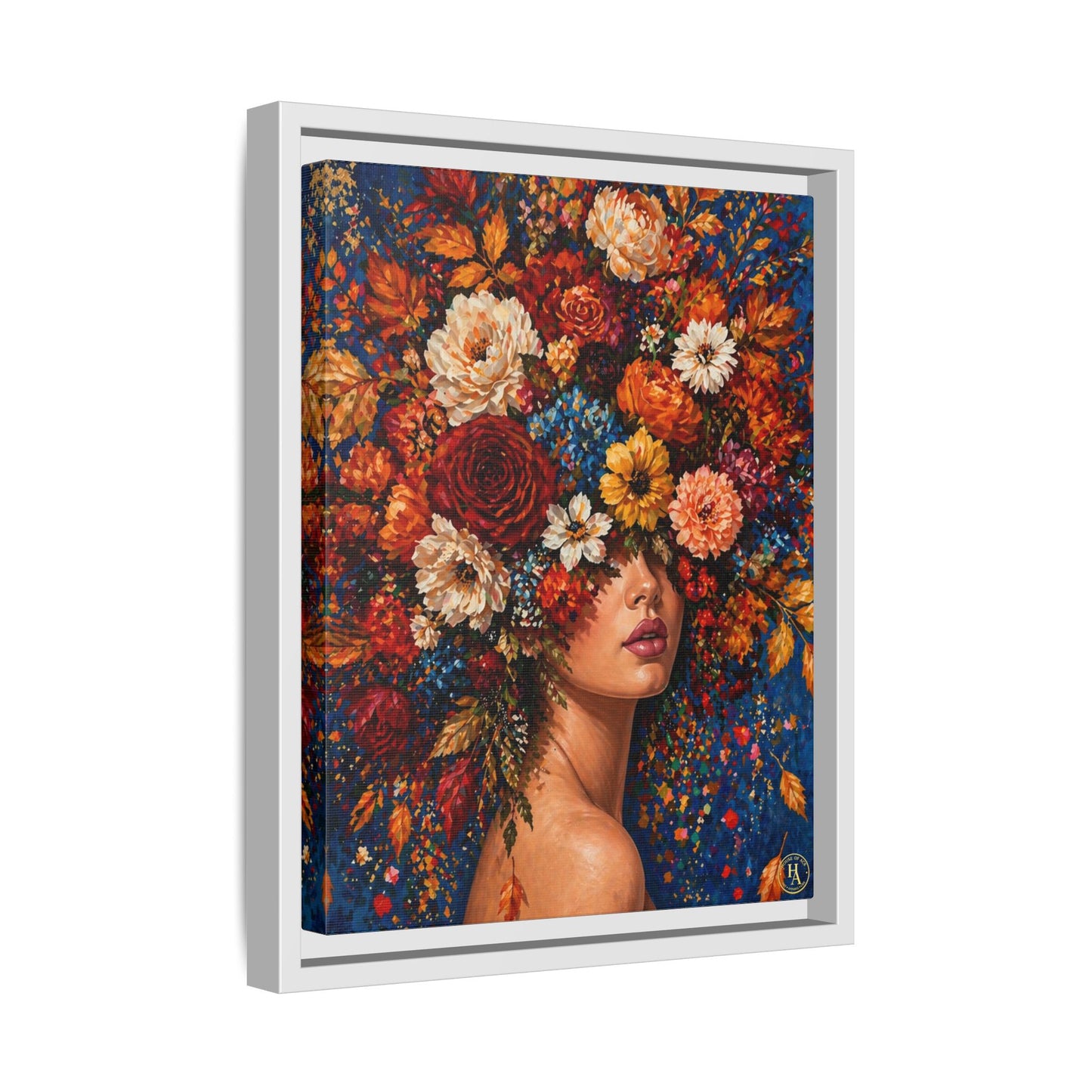 Autumn’s Lady Flower – Bloomlight Reverie Framed Matte Canvas by House of Ace