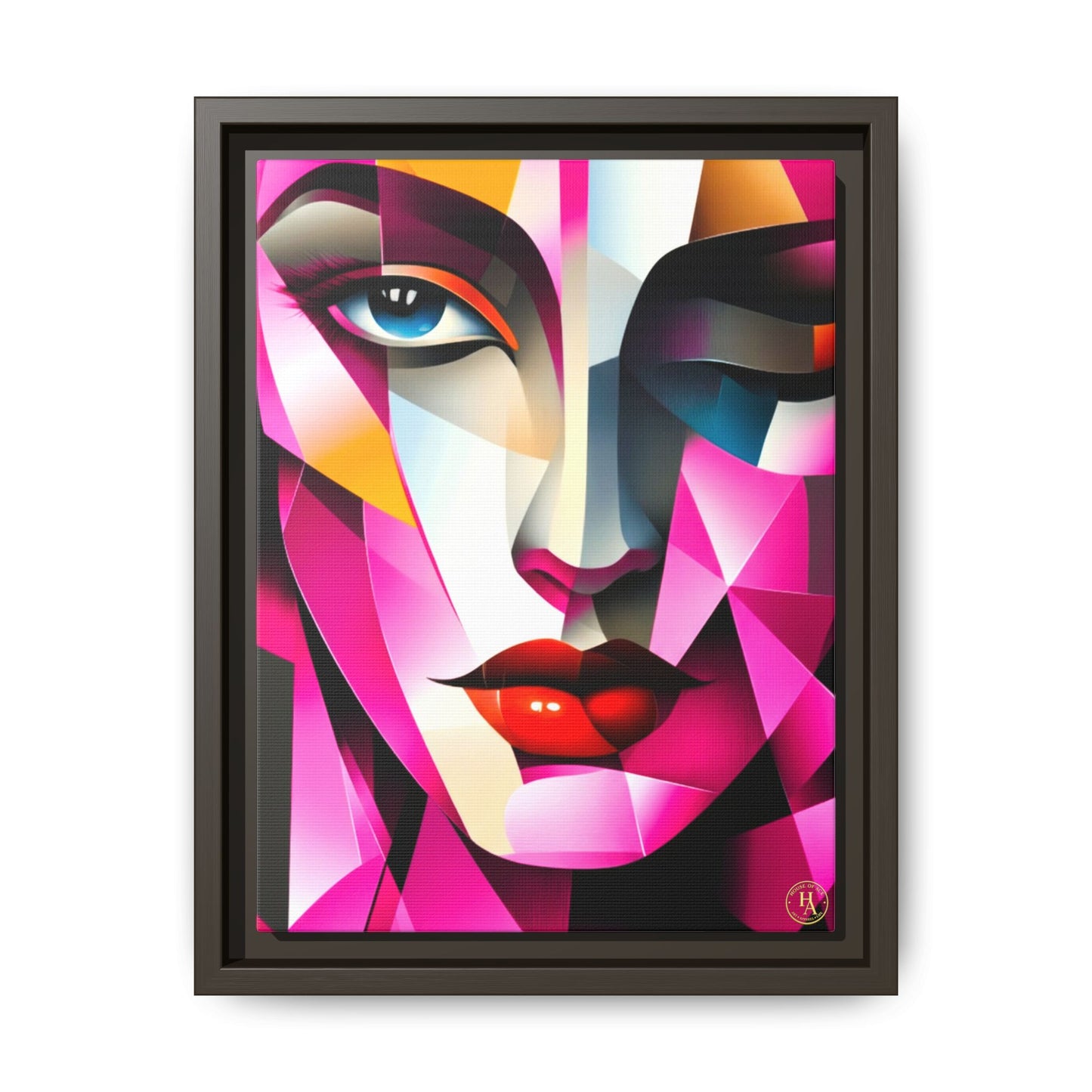 Electric Abstract Muse Geometry Framed Matte Canvas by House of Ace