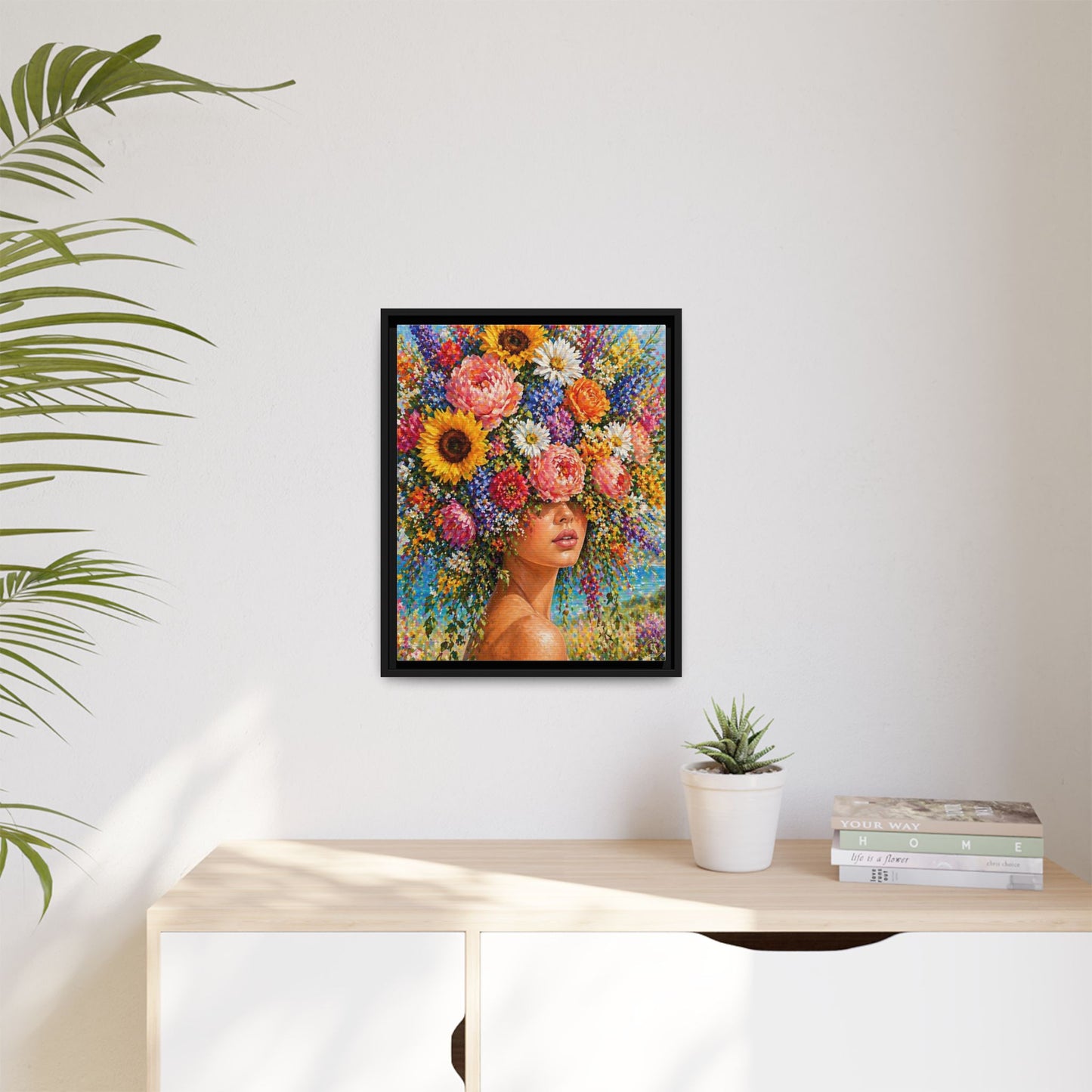 Summer’s Lady Flower – Bloomlight Reverie Framed Matte Canvas by House of Ace