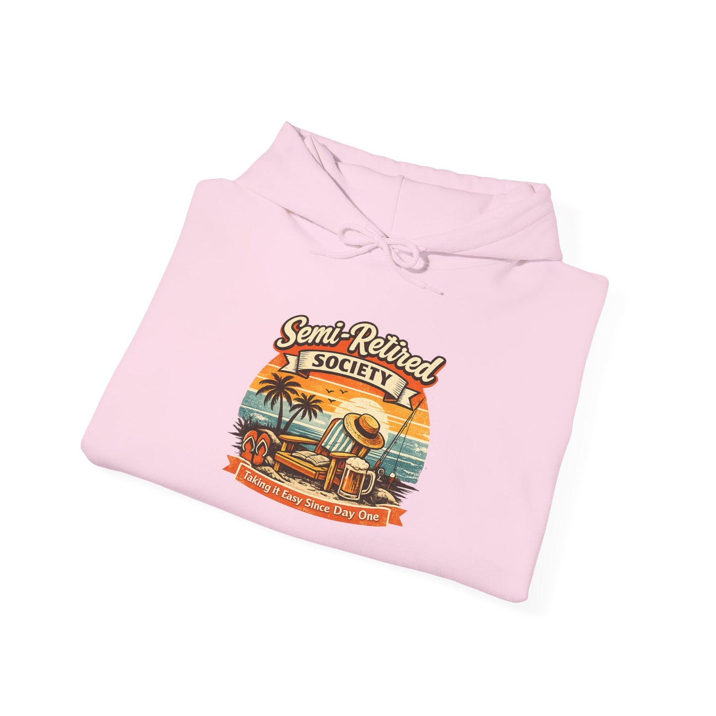 Semi-Retired Society Hoodie – Vintage Beach Retirement Sweatshirt
