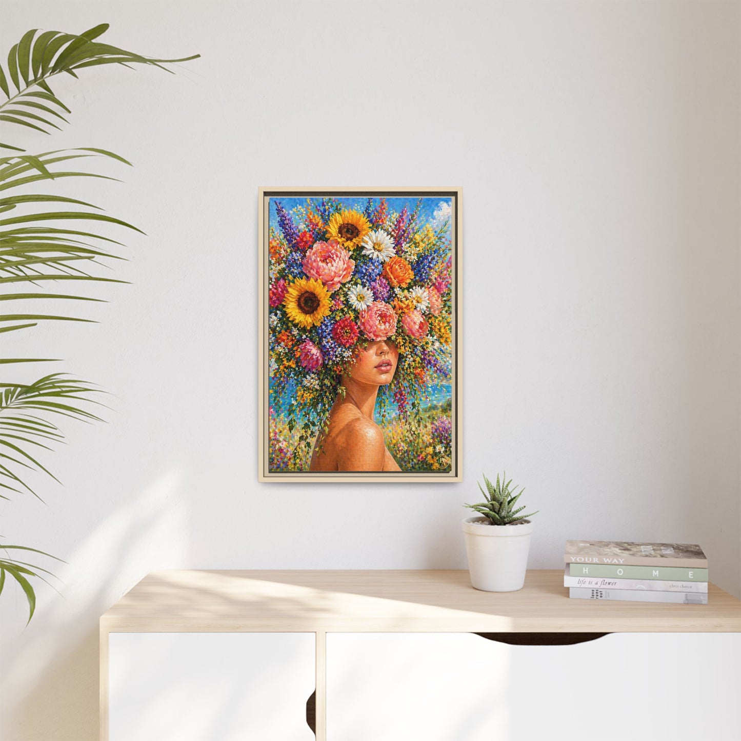 Summer’s Lady Flower – Bloomlight Reverie Framed Matte Canvas by House of Ace
