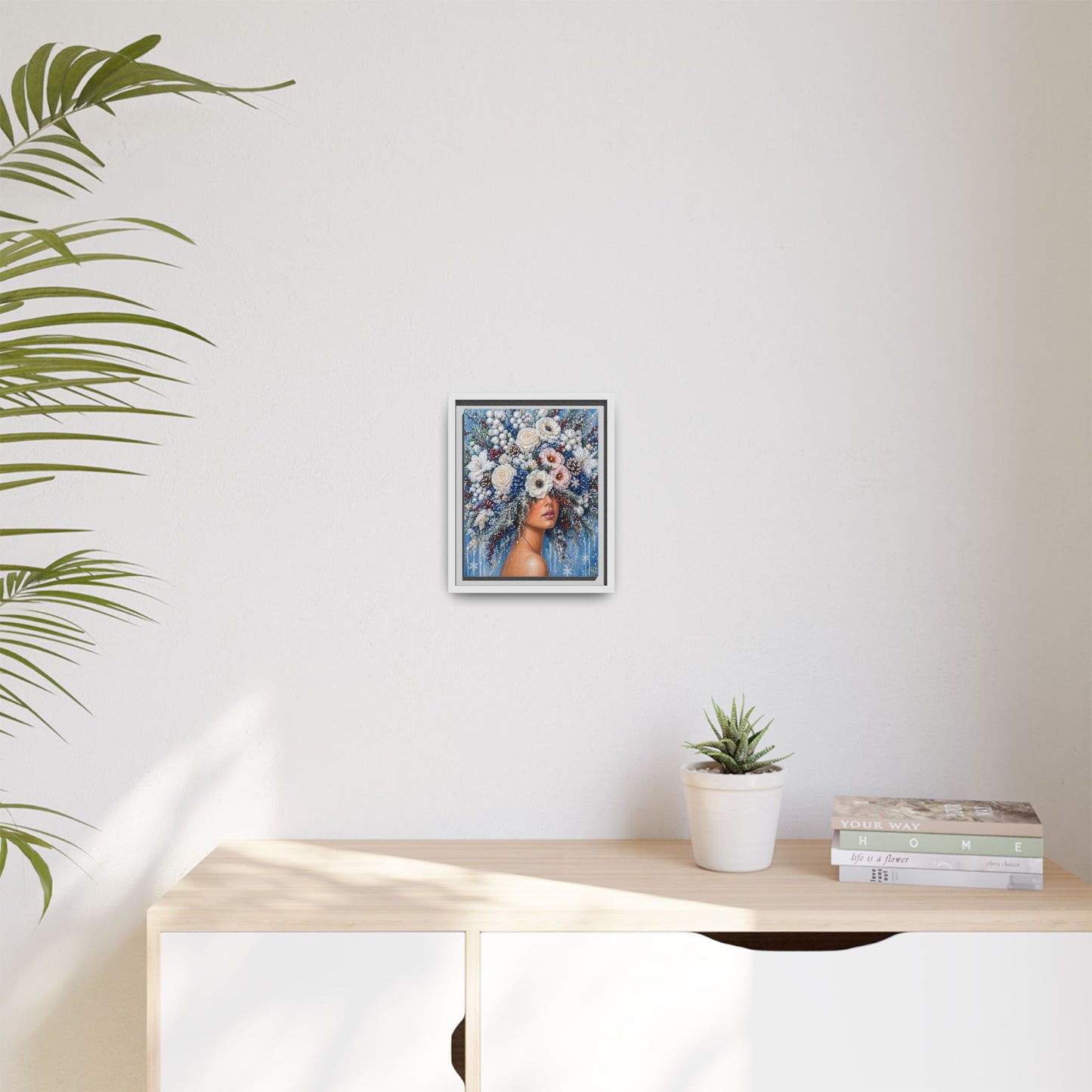 Winter’s Lady Flower – Bloomlight Reverie Framed Matte Canvas by House of Ace
