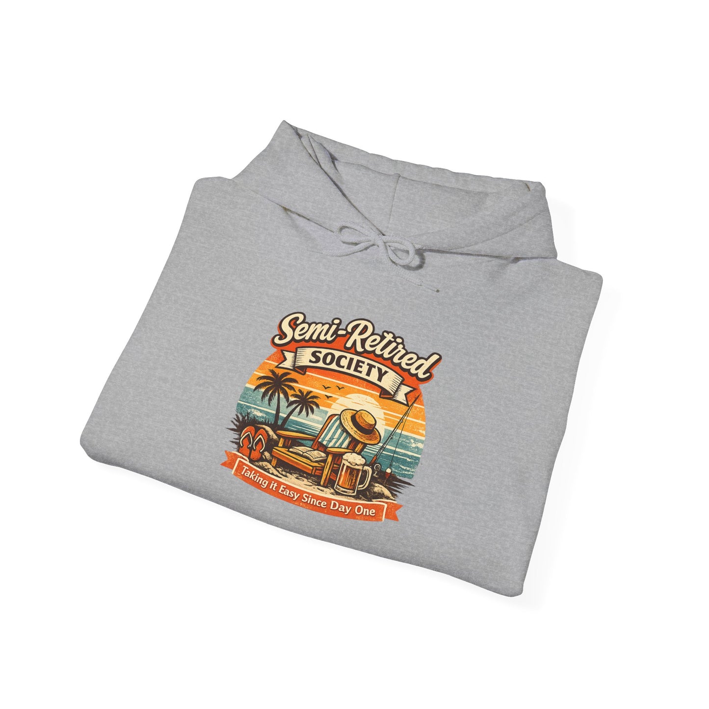 Semi-Retired Society Hoodie – Vintage Beach Retirement Sweatshirt