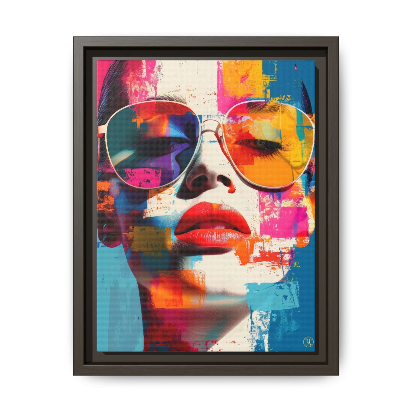 Abstract Pop Art Canvas Wall Art by House of Aces, Colourful Fashion Portrait Print, Framed Matte Canvas, Modern Statement Wall Decor