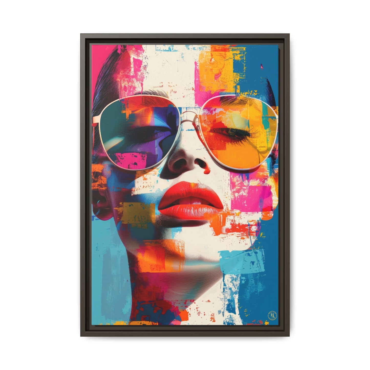 Abstract Pop Art Canvas Wall Art by House of Aces, Colourful Fashion Portrait Print, Framed Matte Canvas, Modern Statement Wall Decor