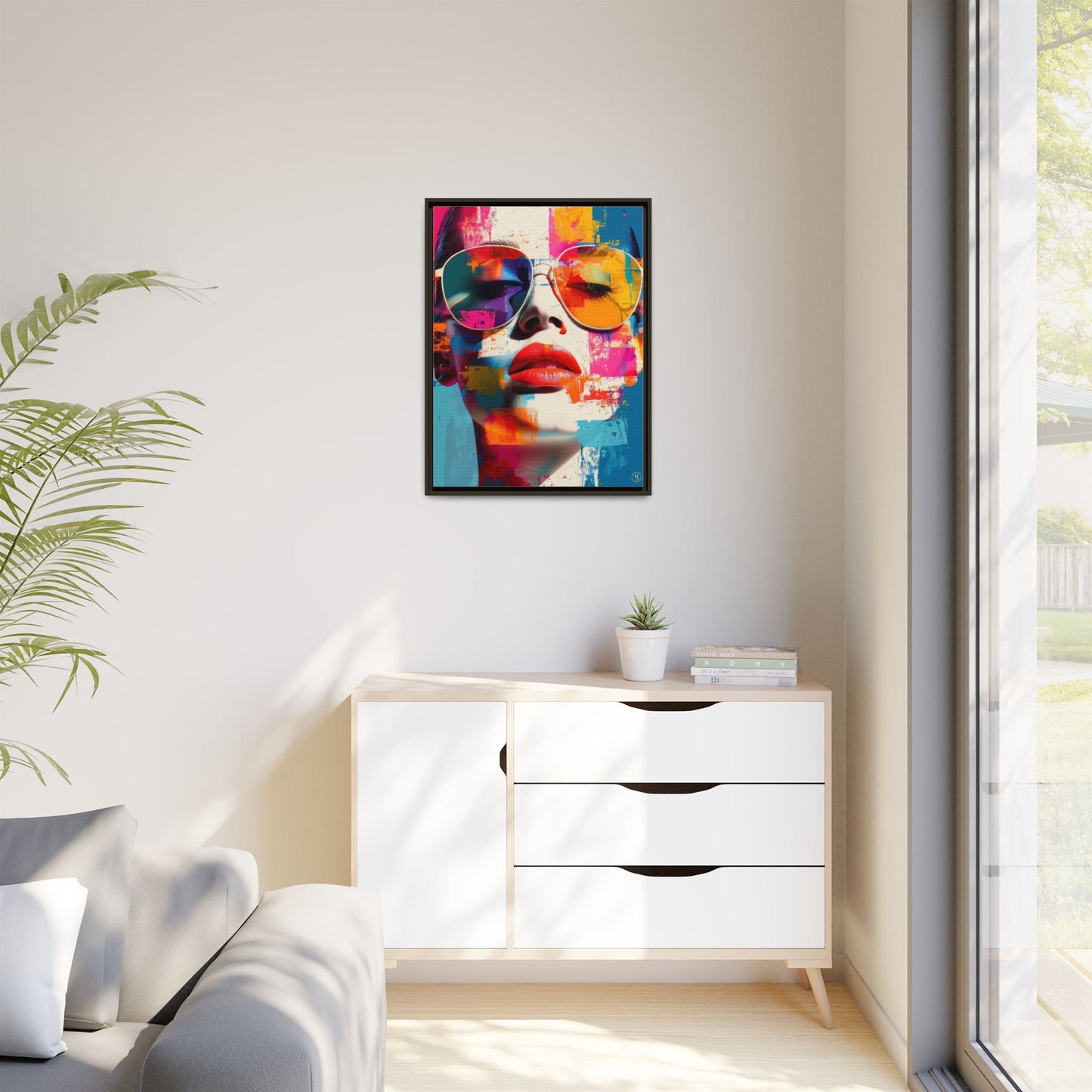 Abstract Pop Art Canvas Wall Art by House of Aces, Colourful Fashion Portrait Print, Framed Matte Canvas, Modern Statement Wall Decor
