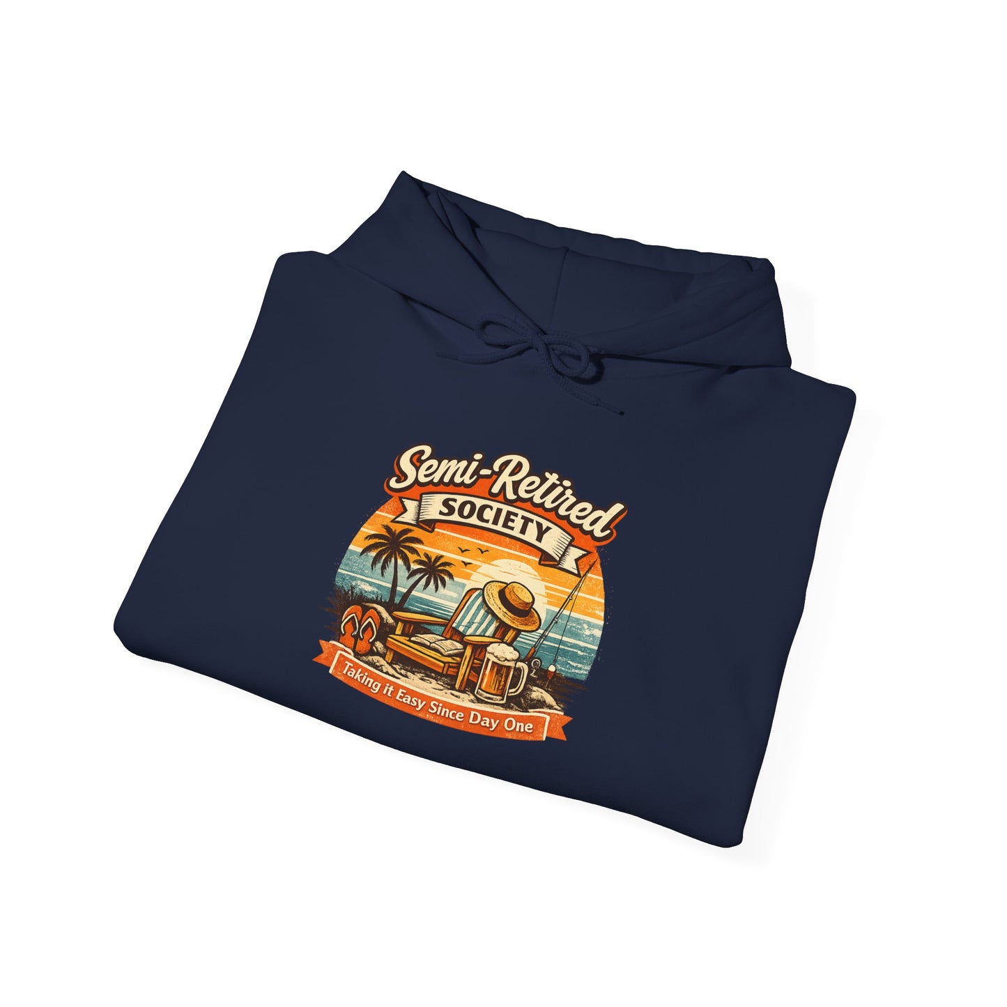 Semi-Retired Society Hoodie – Vintage Beach Retirement Sweatshirt