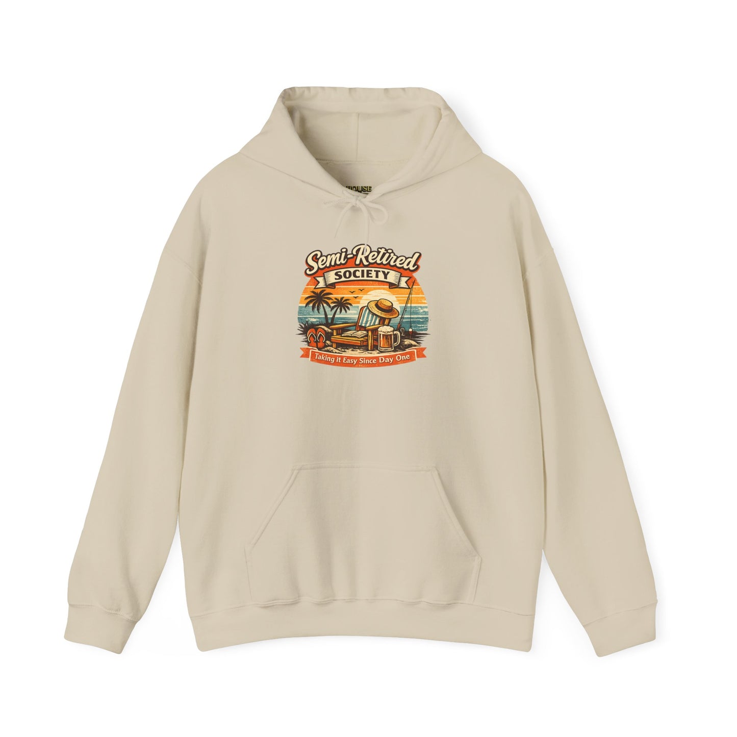 Semi-Retired Society Hoodie – Vintage Beach Retirement Sweatshirt