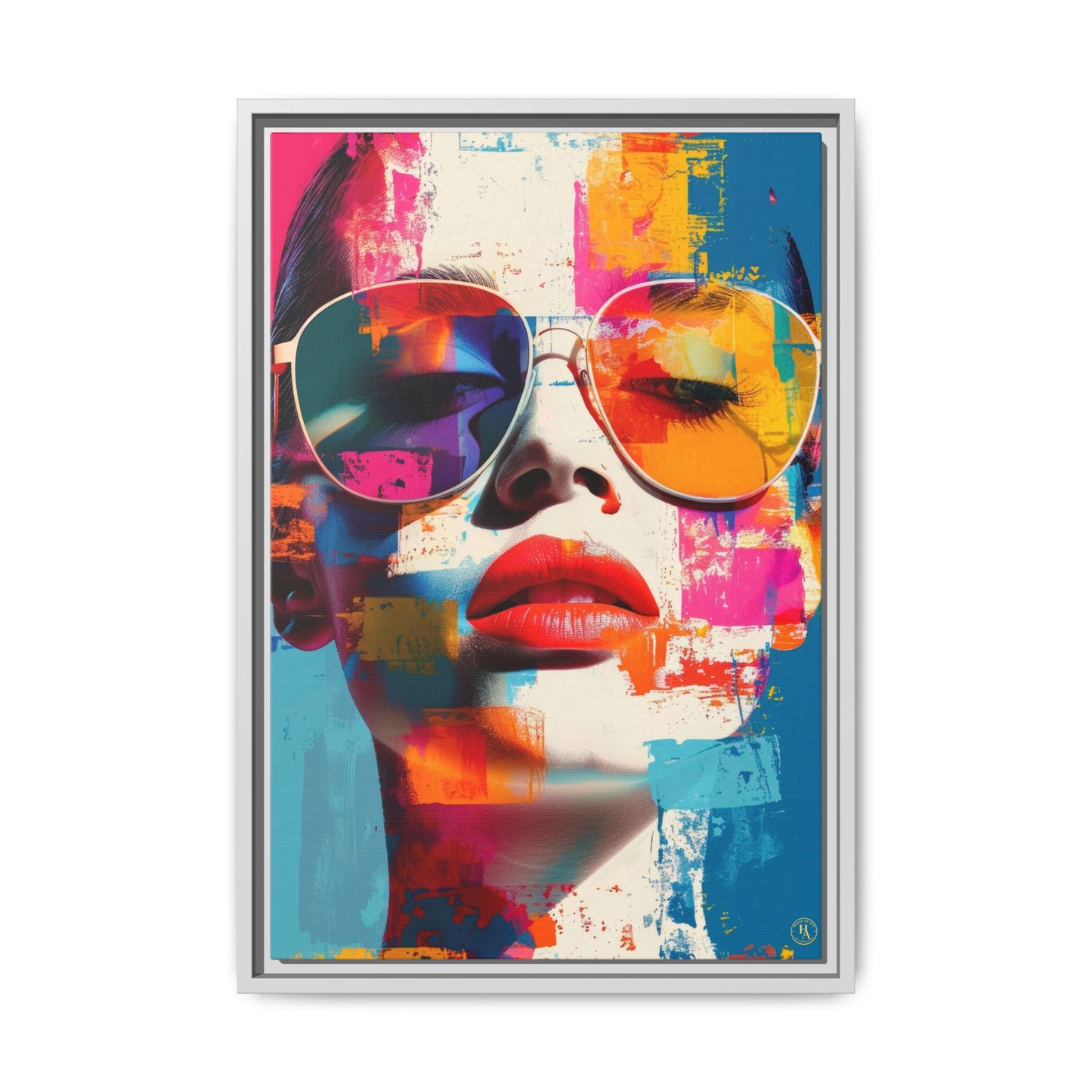 Abstract Pop Art Canvas Wall Art by House of Aces, Colourful Fashion Portrait Print, Framed Matte Canvas, Modern Statement Wall Decor