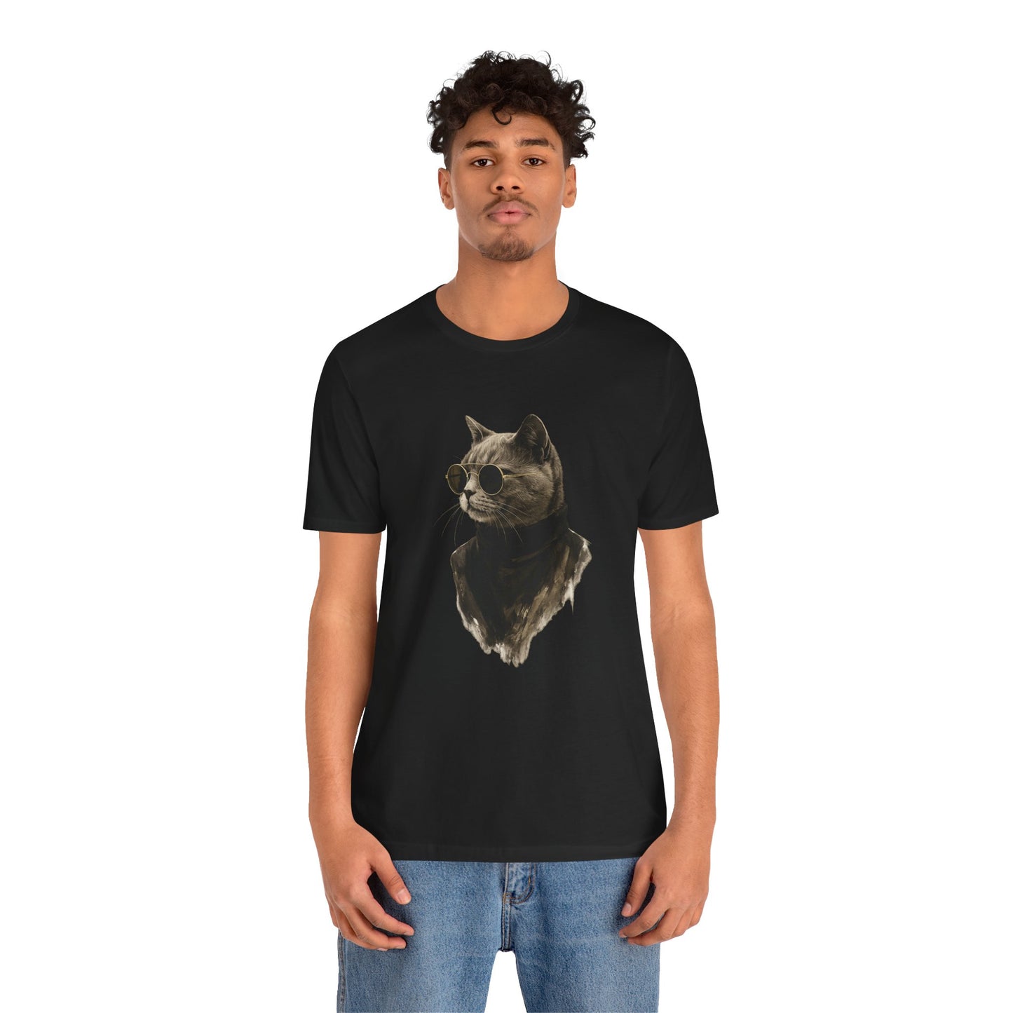 Cool Cat Graphic T-Shirt | Vintage Monochrome Cat Tee by House of Ace