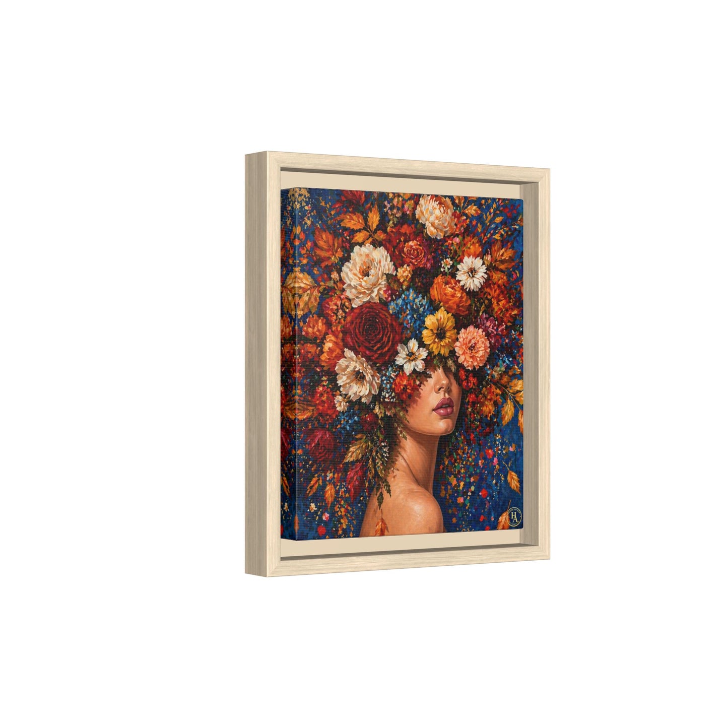 Autumn’s Lady Flower – Bloomlight Reverie Framed Matte Canvas by House of Ace
