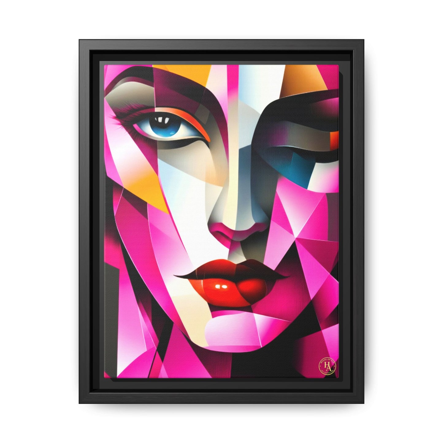 Electric Abstract Muse Geometry Framed Matte Canvas by House of Ace