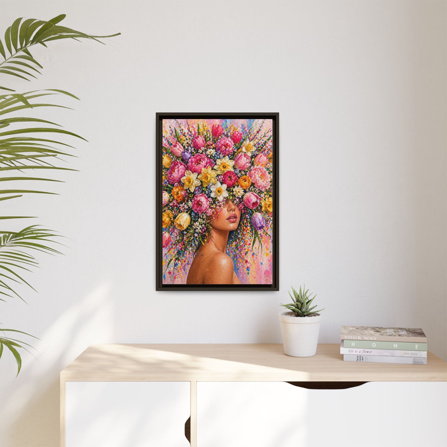 Spring's Lady Flower – Bloomlight Reverie Framed Matte Canvas by House of Ace