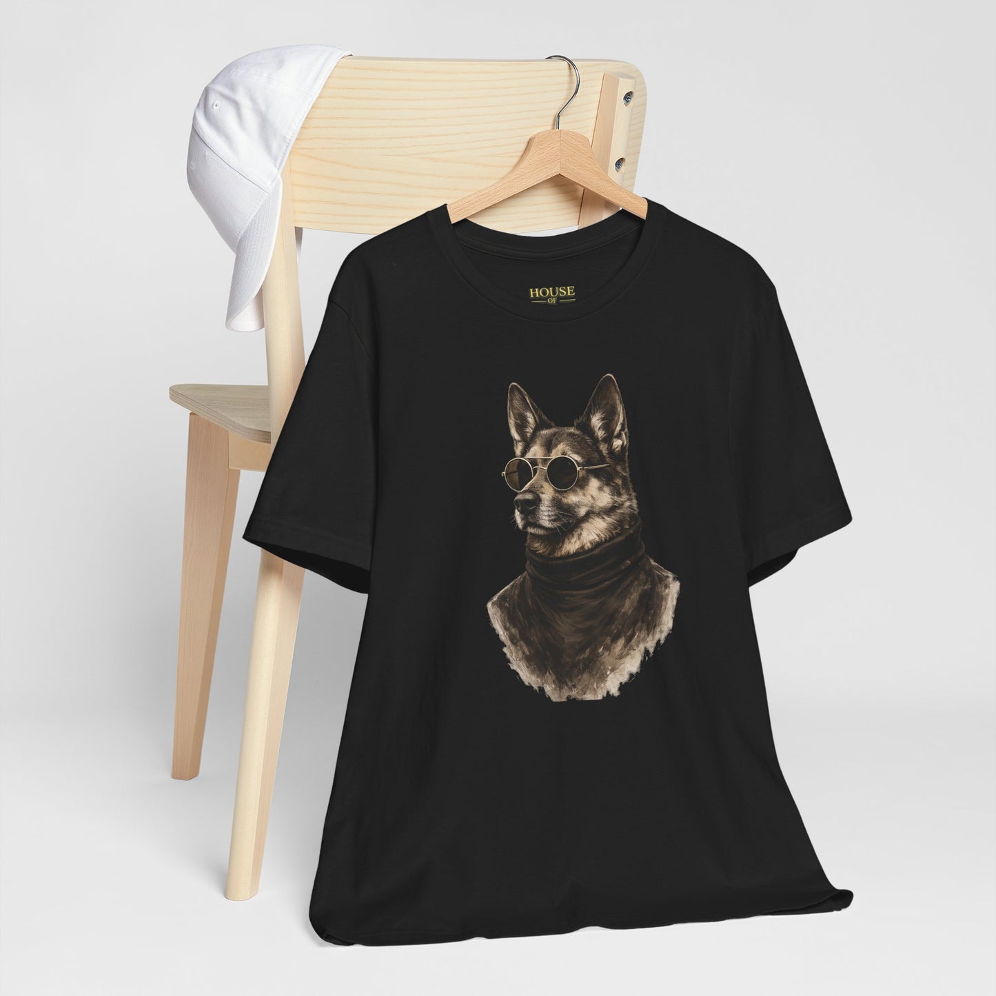 Cool Dog Graphic T-Shirt | Vintage Monochrome Sunglasses Dog Tee by House of Ace