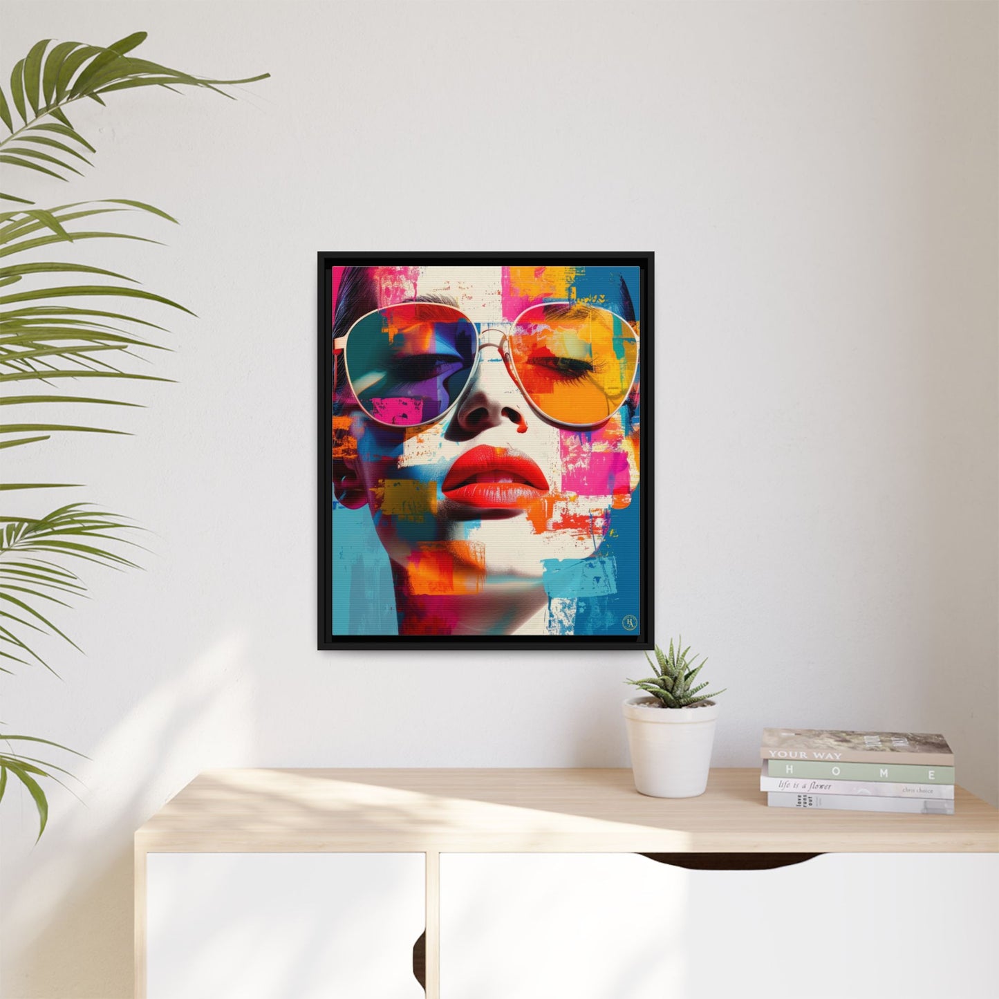 Abstract Pop Art Canvas Wall Art by House of Aces, Colourful Fashion Portrait Print, Framed Matte Canvas, Modern Statement Wall Decor