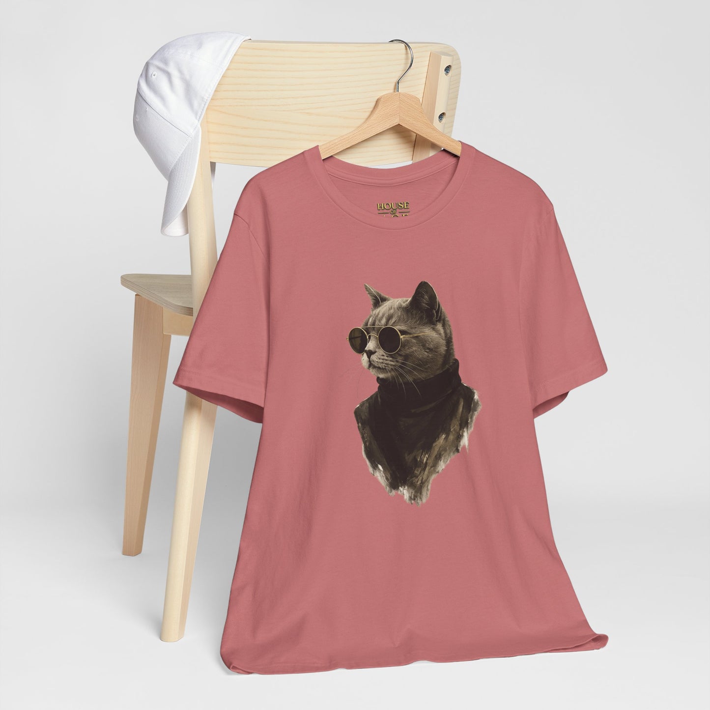 Cool Cat Graphic T-Shirt | Vintage Monochrome Cat Tee by House of Ace