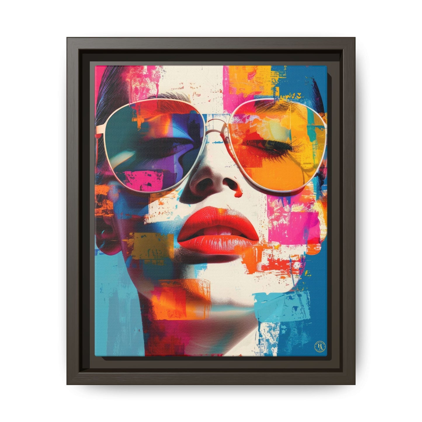 Abstract Pop Art Canvas Wall Art by House of Aces, Colourful Fashion Portrait Print, Framed Matte Canvas, Modern Statement Wall Decor