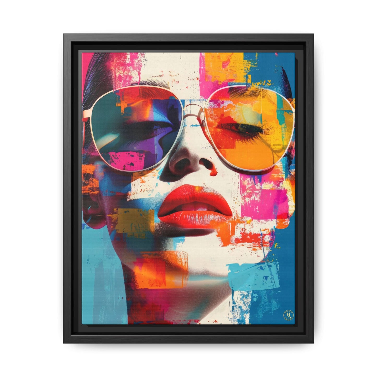 Abstract Pop Art Canvas Wall Art by House of Aces, Colourful Fashion Portrait Print, Framed Matte Canvas, Modern Statement Wall Decor