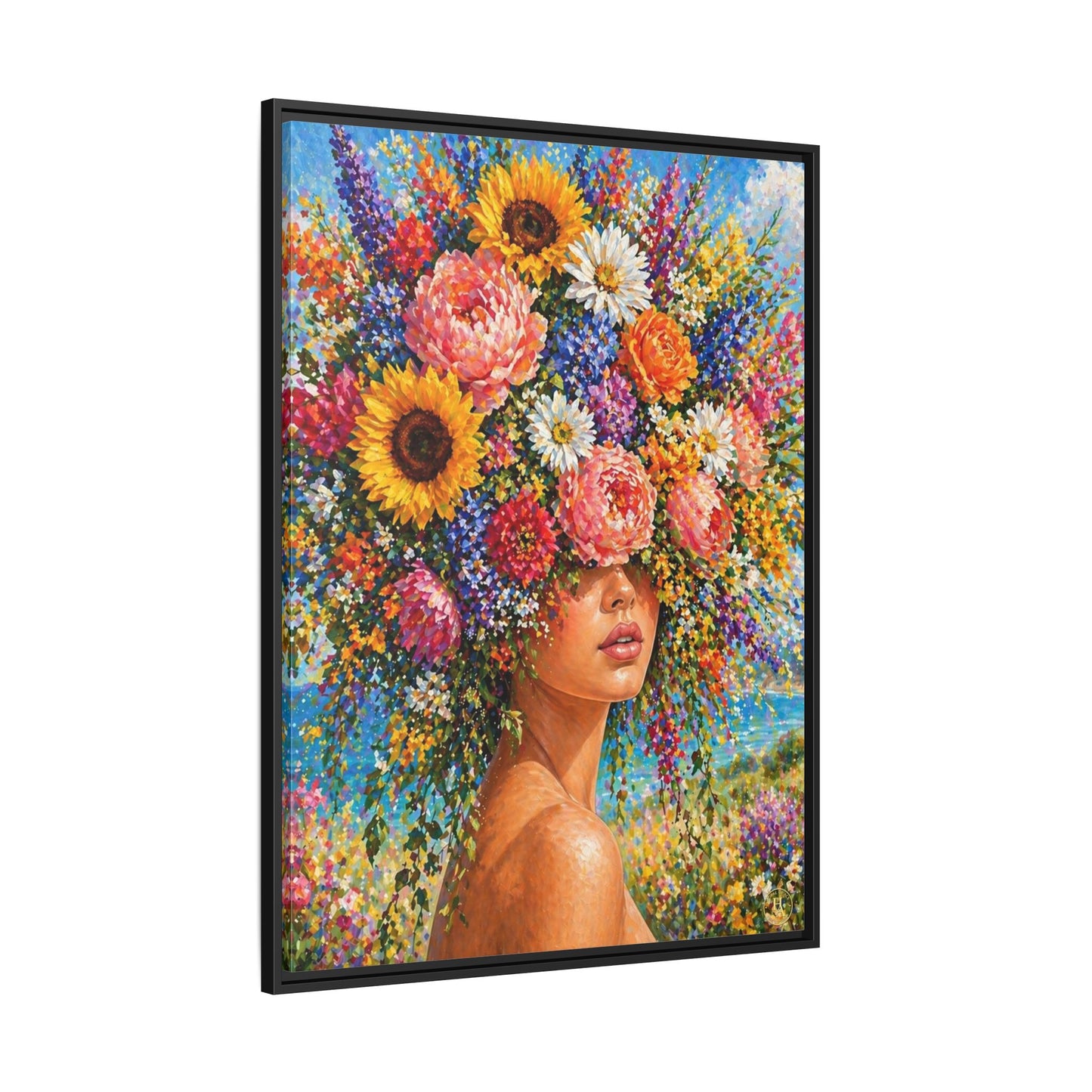 Summer’s Lady Flower – Bloomlight Reverie Framed Matte Canvas by House of Ace
