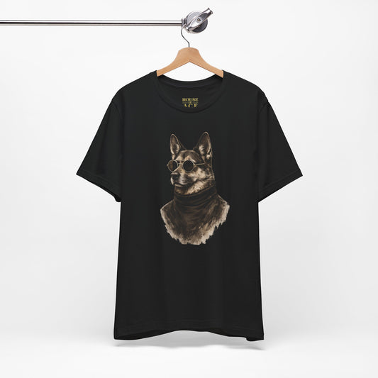 Cool Dog Graphic T-Shirt | Vintage Monochrome Sunglasses Dog Tee by House of Ace