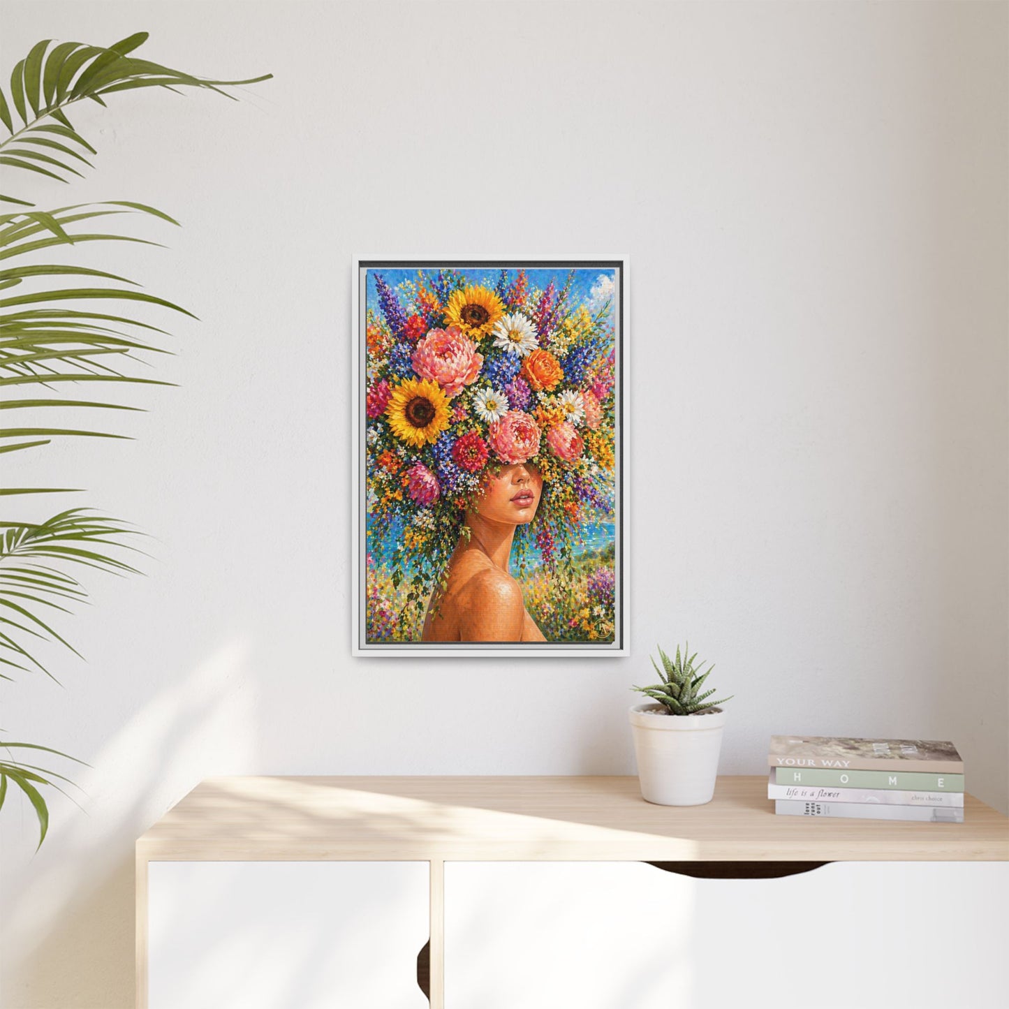 Summer’s Lady Flower – Bloomlight Reverie Framed Matte Canvas by House of Ace