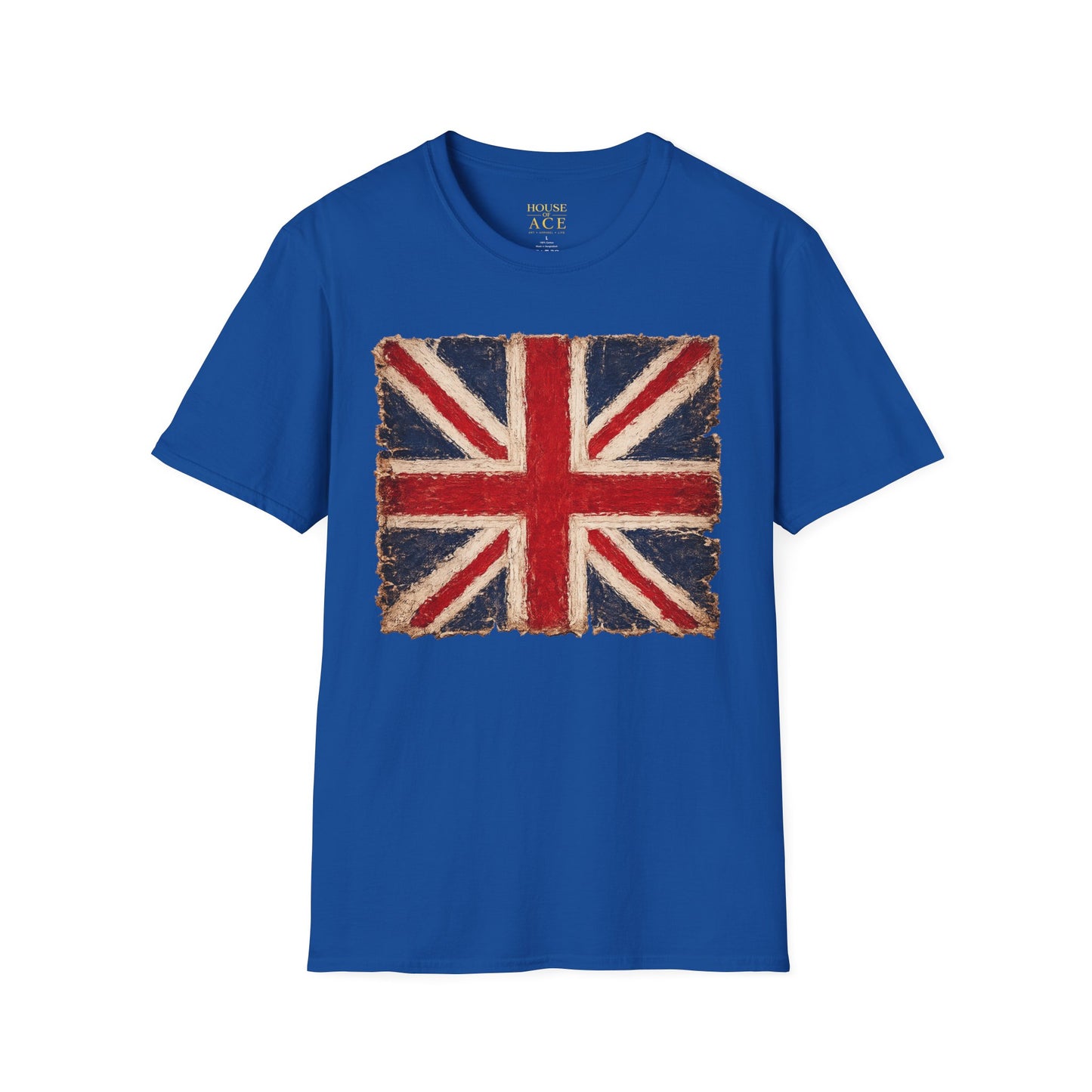 Vintage Union Jack “PROUD” Tee – Distressed British Flag Retro Patriotic Shirt with Personalised Back Text by House of Ace
