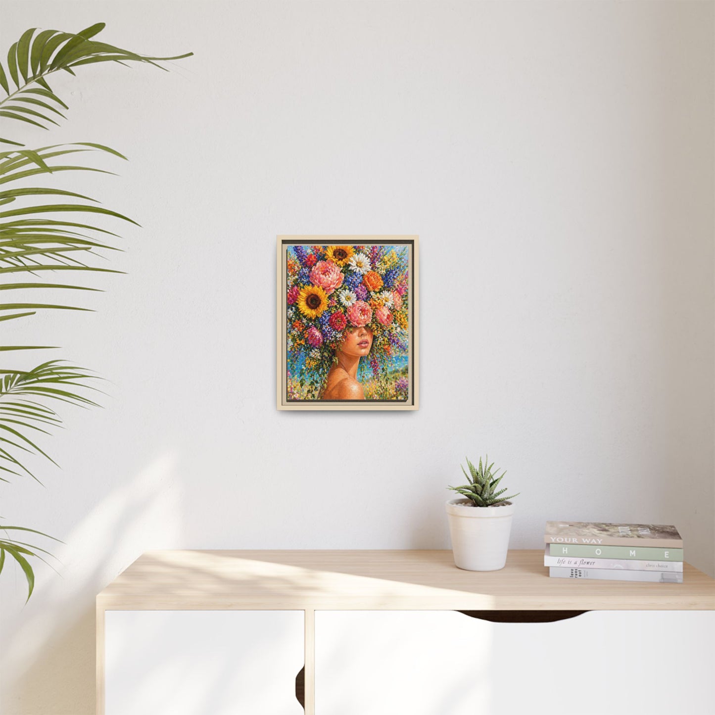 Summer’s Lady Flower – Bloomlight Reverie Framed Matte Canvas by House of Ace
