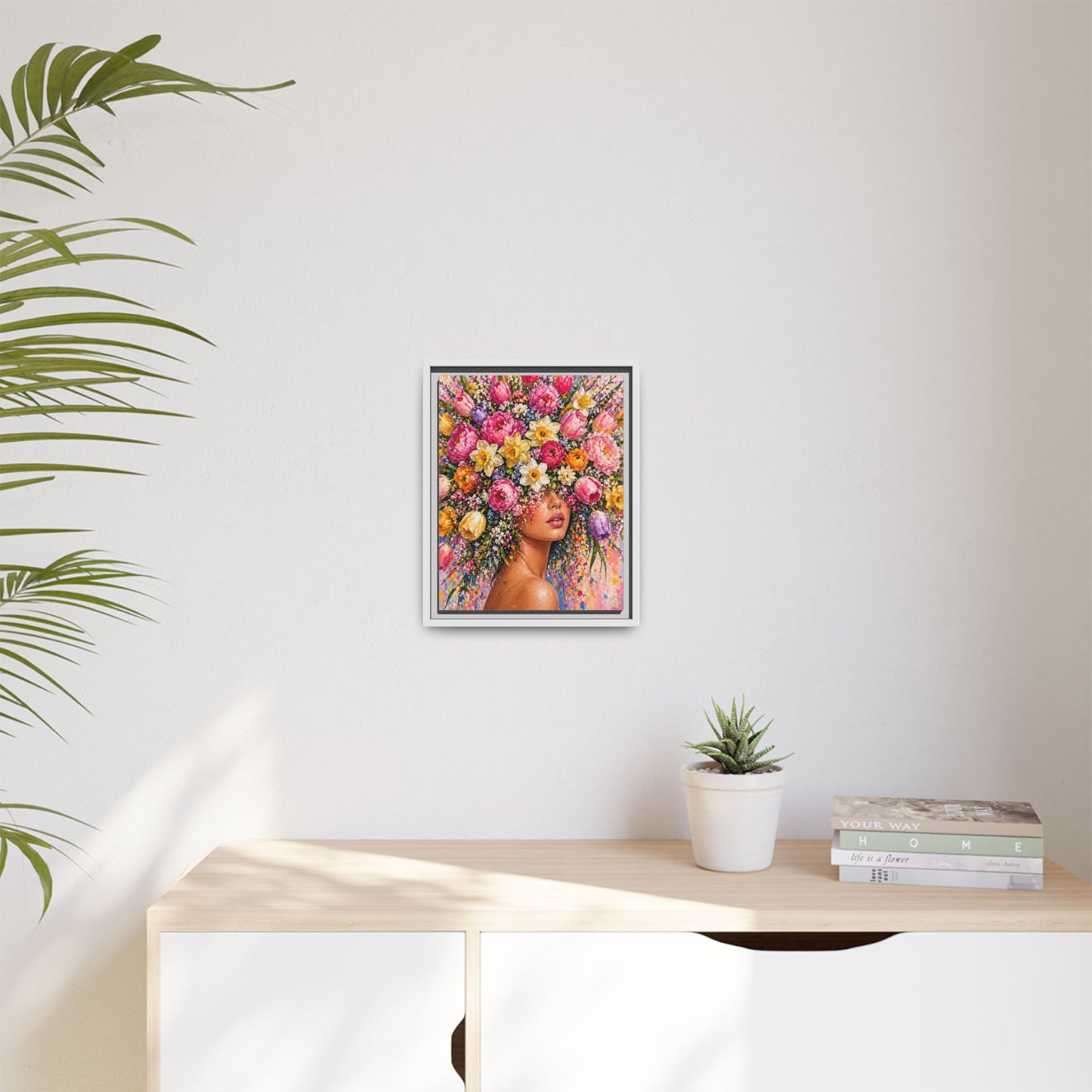 Spring's Lady Flower – Bloomlight Reverie Framed Matte Canvas by House of Ace
