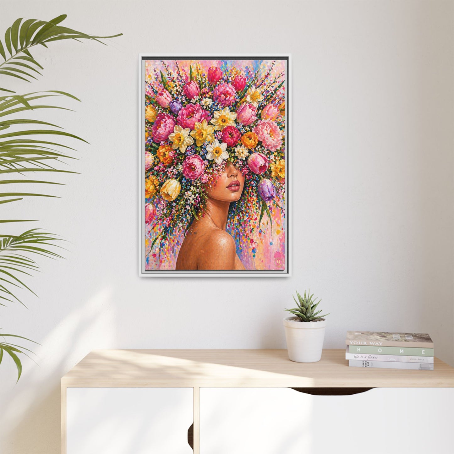 Spring's Lady Flower – Bloomlight Reverie Framed Matte Canvas by House of Ace