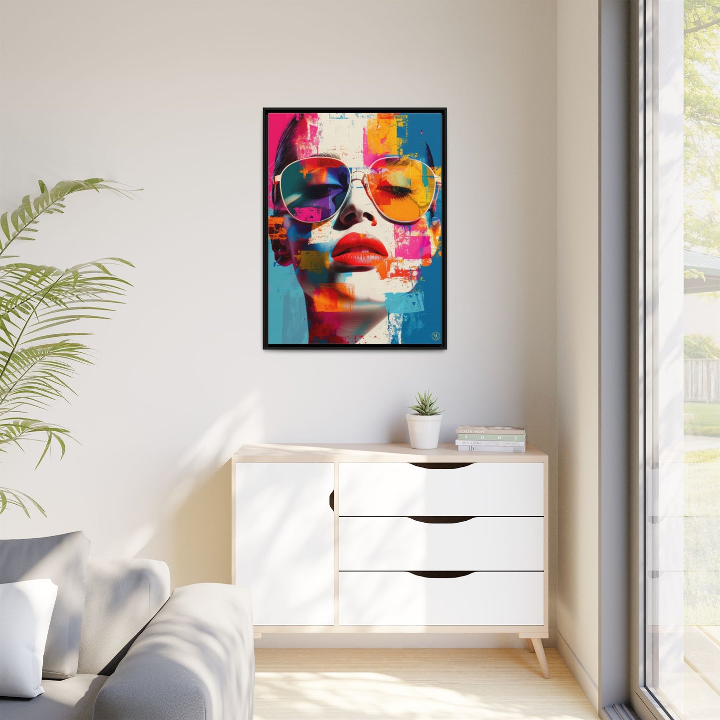Abstract Pop Art Canvas Wall Art by House of Aces, Colourful Fashion Portrait Print, Framed Matte Canvas, Modern Statement Wall Decor