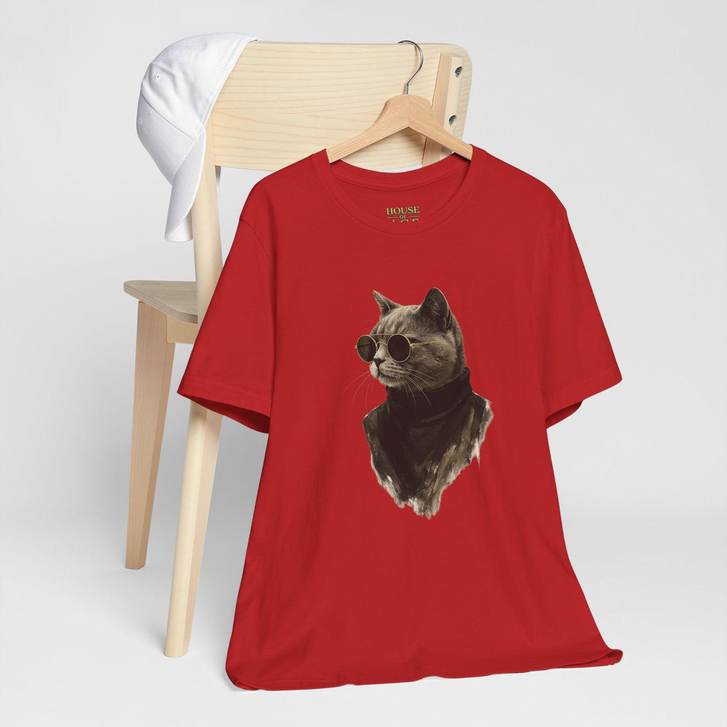 Cool Cat Graphic T-Shirt | Vintage Monochrome Cat Tee by House of Ace
