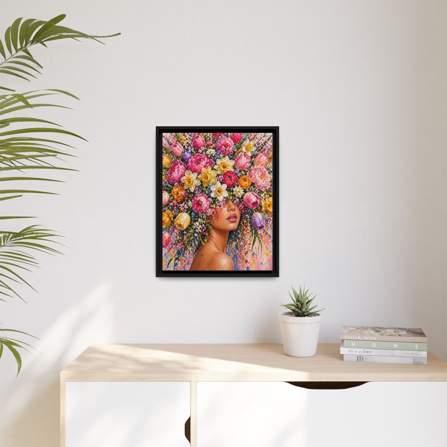 Spring's Lady Flower – Bloomlight Reverie Framed Matte Canvas by House of Ace
