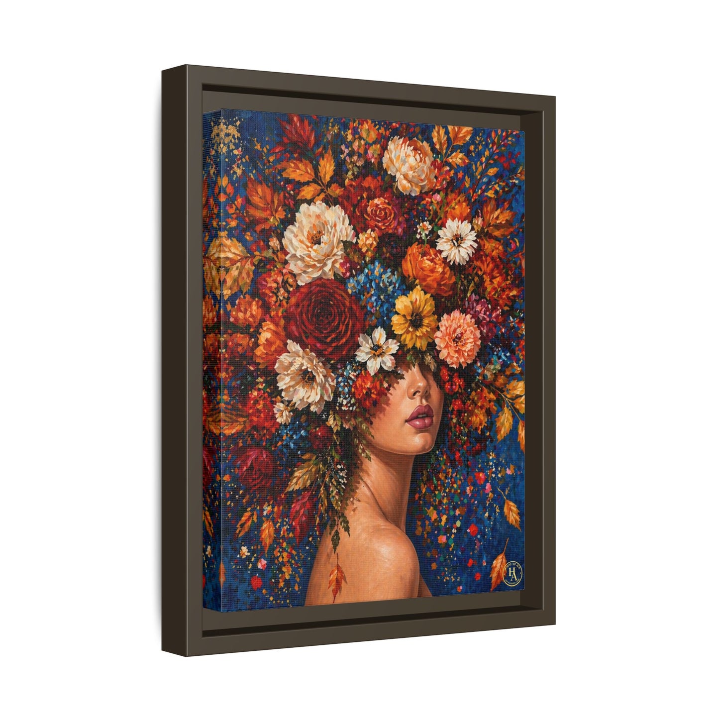 Autumn’s Lady Flower – Bloomlight Reverie Framed Matte Canvas by House of Ace