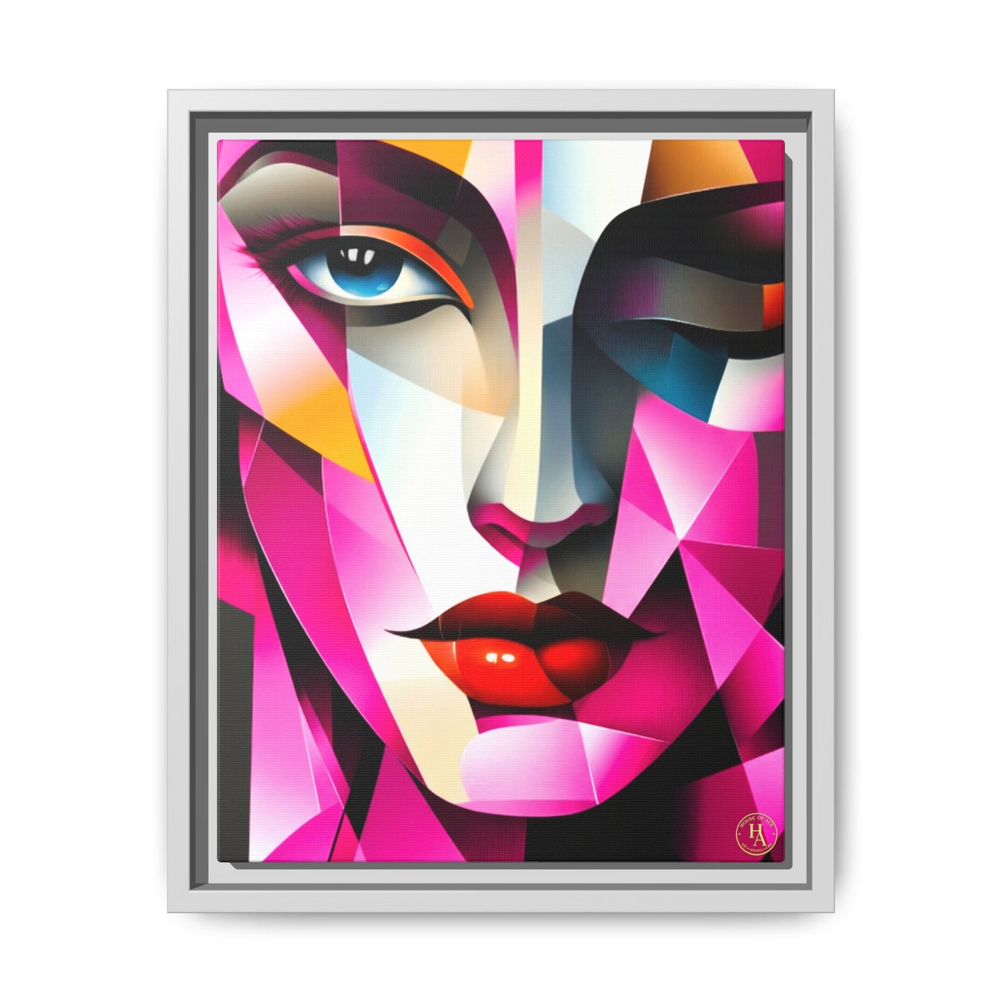 Electric Abstract Muse Geometry Framed Matte Canvas by House of Ace