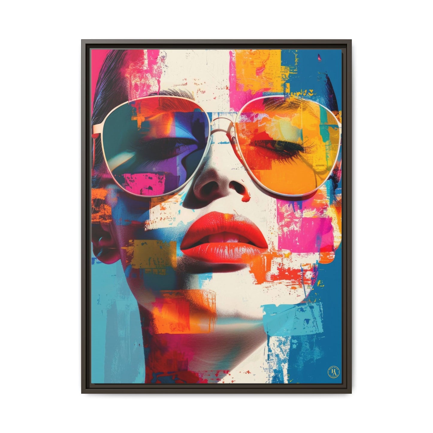 Abstract Pop Art Canvas Wall Art by House of Aces, Colourful Fashion Portrait Print, Framed Matte Canvas, Modern Statement Wall Decor