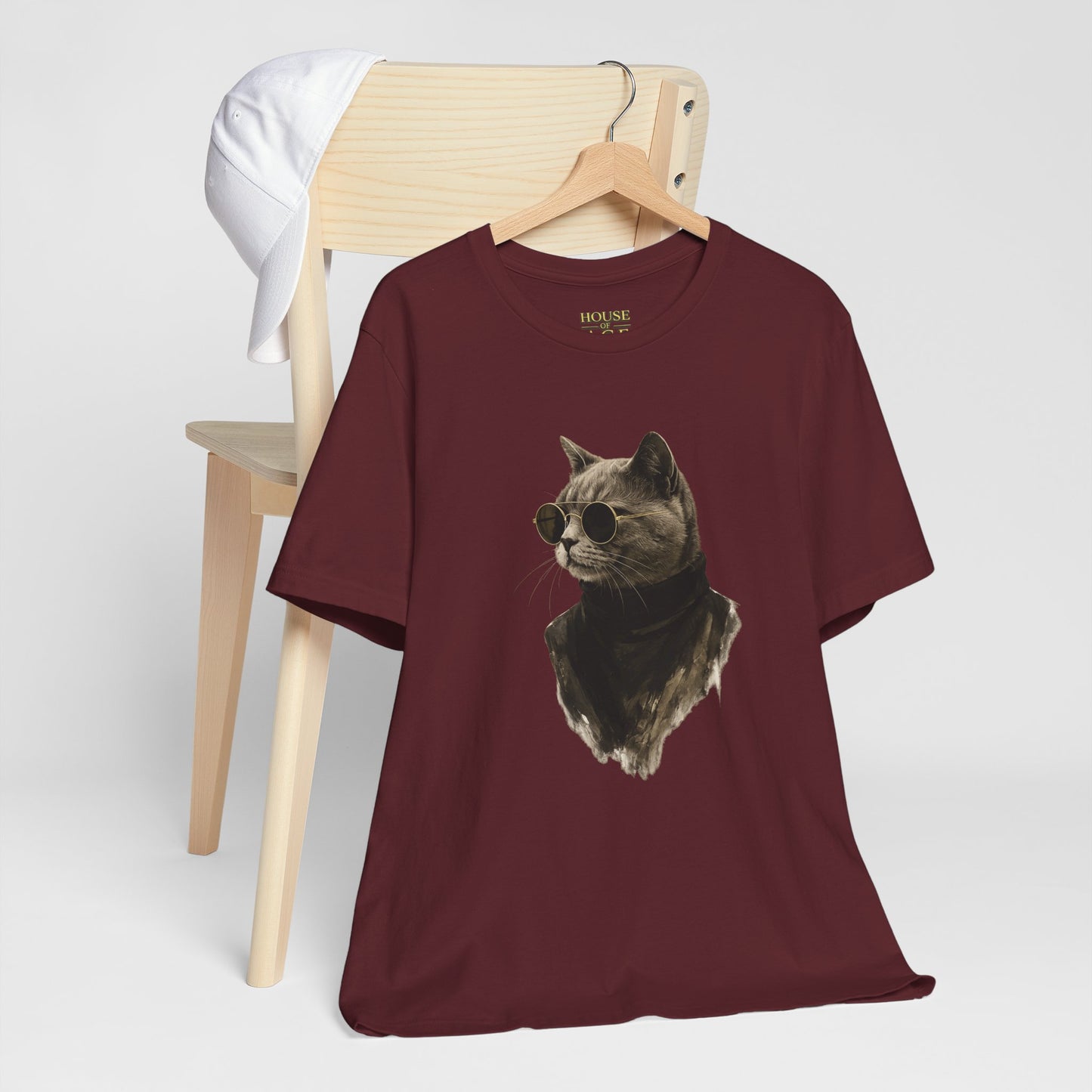 Cool Cat Graphic T-Shirt | Vintage Monochrome Cat Tee by House of Ace
