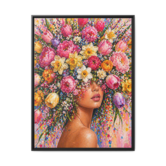 Spring's Lady Flower – Bloomlight Reverie Framed Matte Canvas by House of Ace