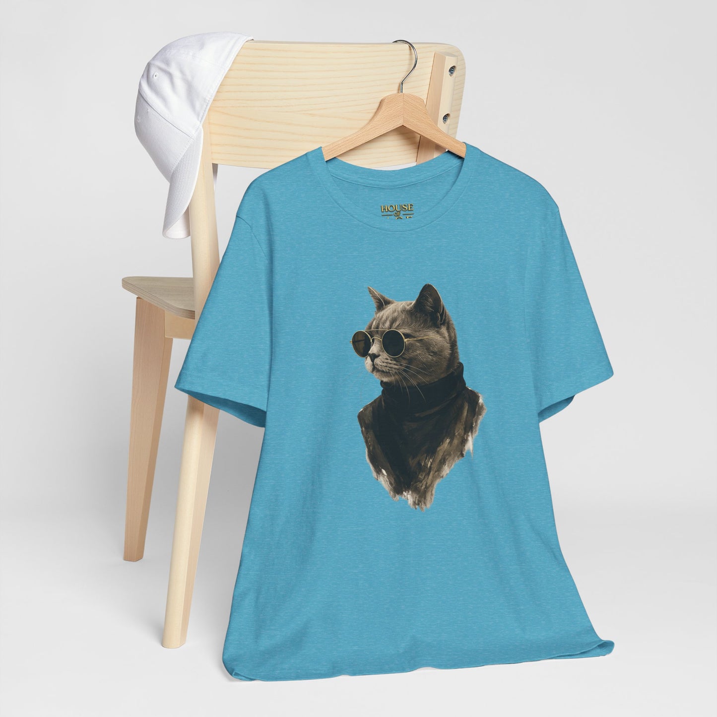 Cool Cat Graphic T-Shirt | Vintage Monochrome Cat Tee by House of Ace