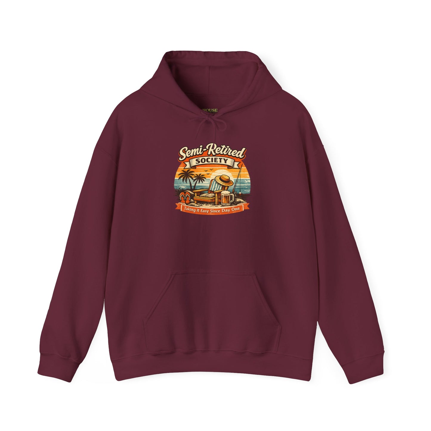Semi-Retired Society Hoodie – Vintage Beach Retirement Sweatshirt