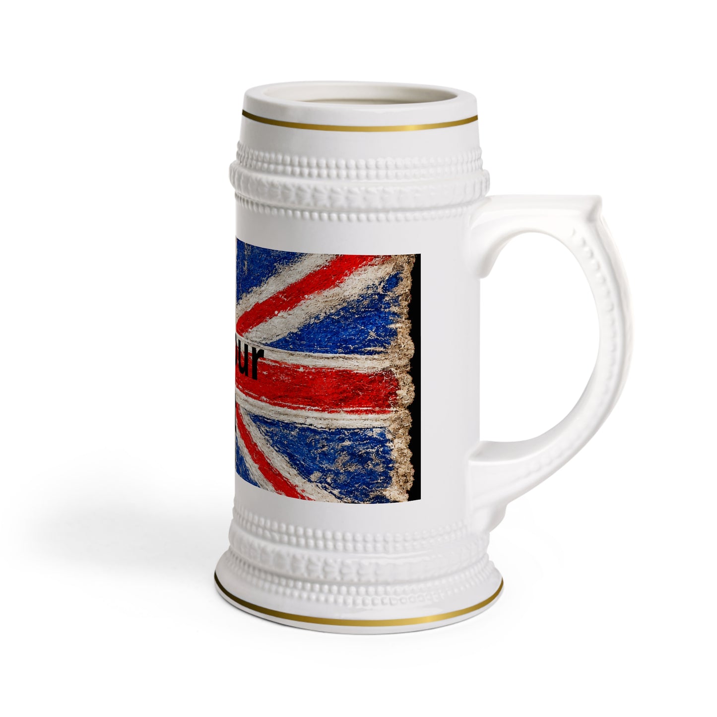 Personalised House of Ace Vintage Union Jack Beer Stein – 22oz Patriotic Ceramic Tankard