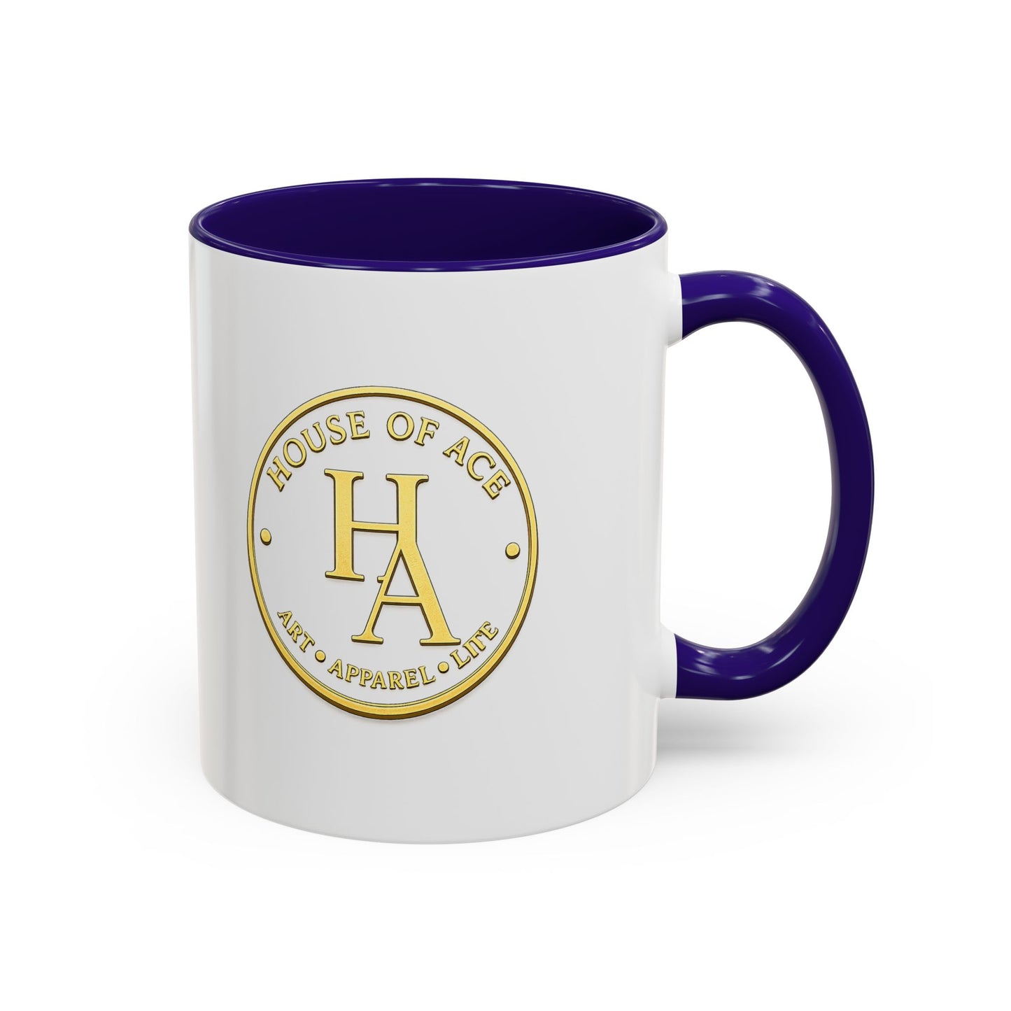 Crimson Elegance – Original Acrylic Art Accent Mug House of Aces Logo Mug — 11oz/15oz Ceramic Coffee Cup (Black Handle & Rim)