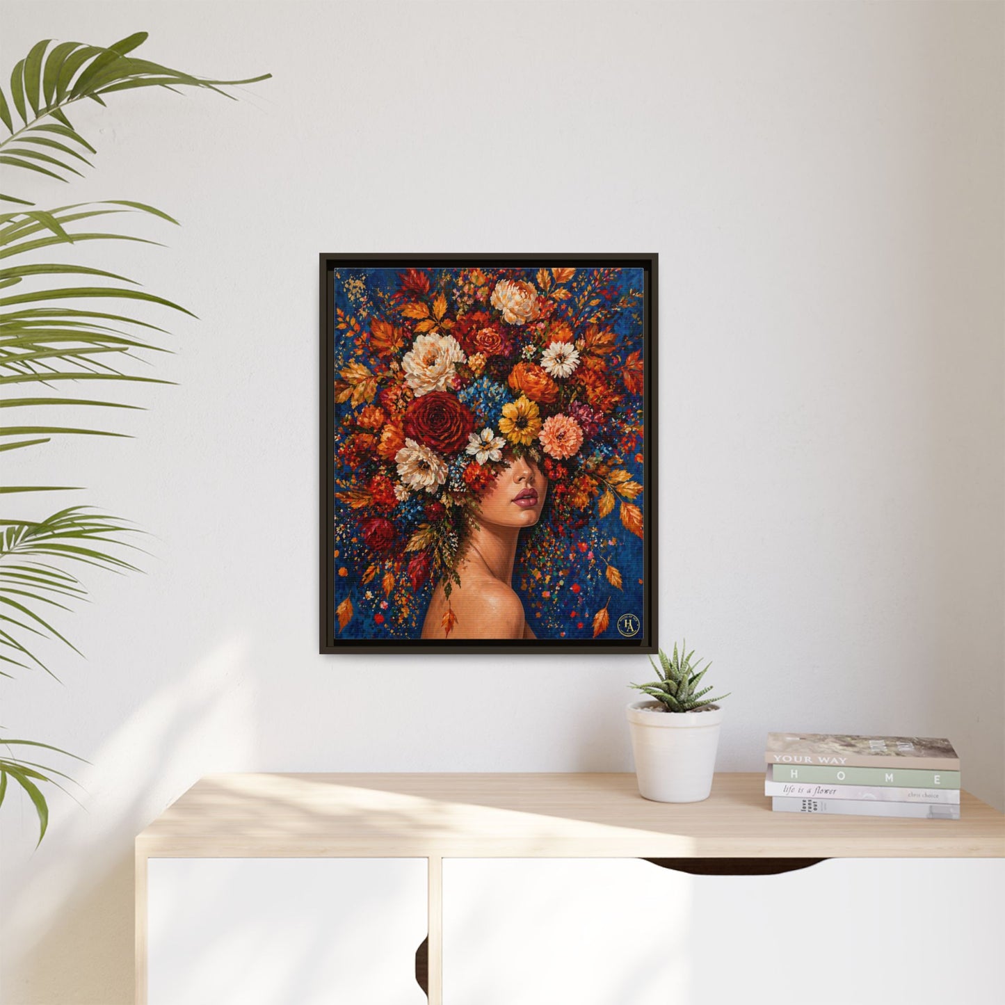 Autumn’s Lady Flower – Bloomlight Reverie Framed Matte Canvas by House of Ace