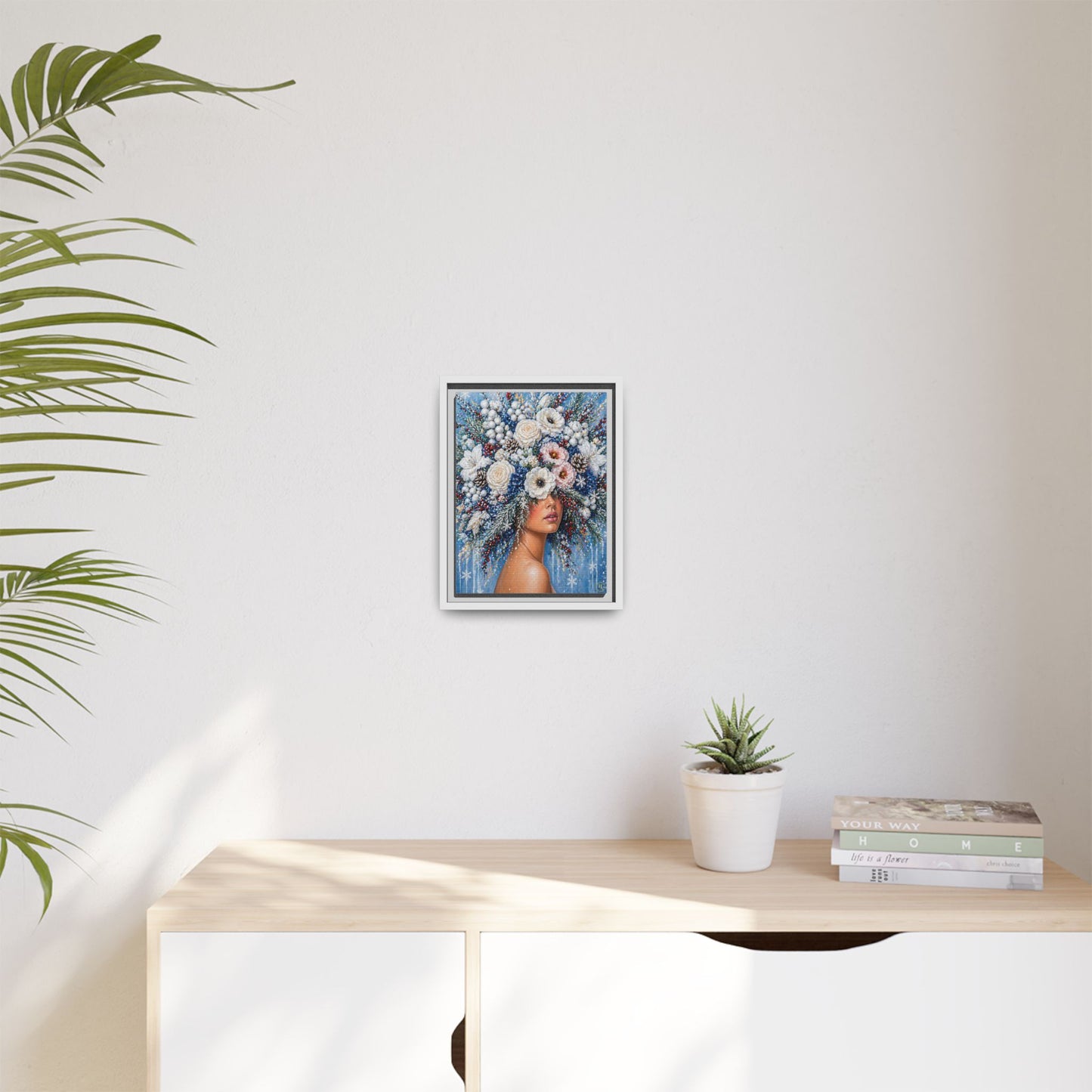 Winter’s Lady Flower – Bloomlight Reverie Framed Matte Canvas by House of Ace