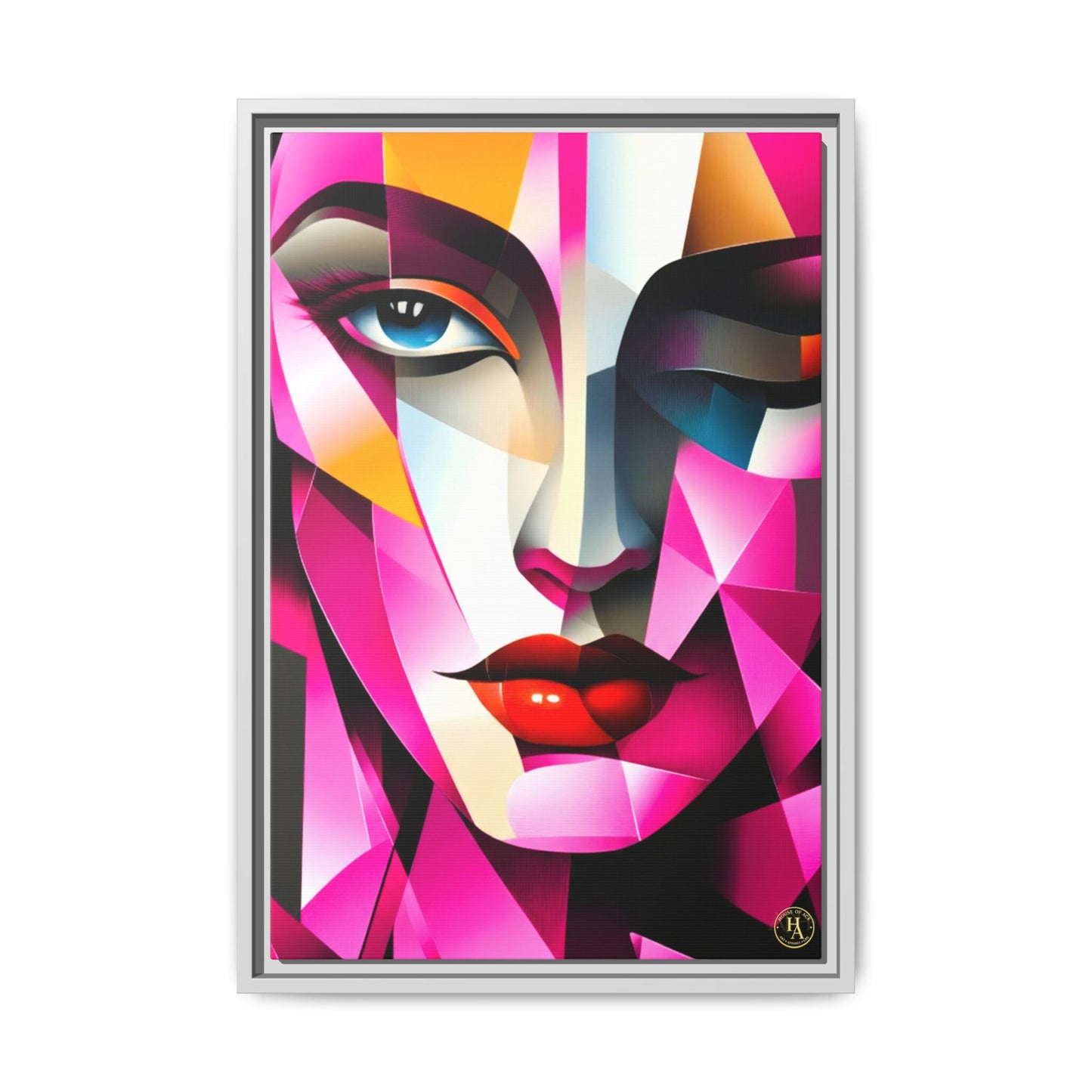 Electric Abstract Muse Geometry Framed Matte Canvas by House of Ace