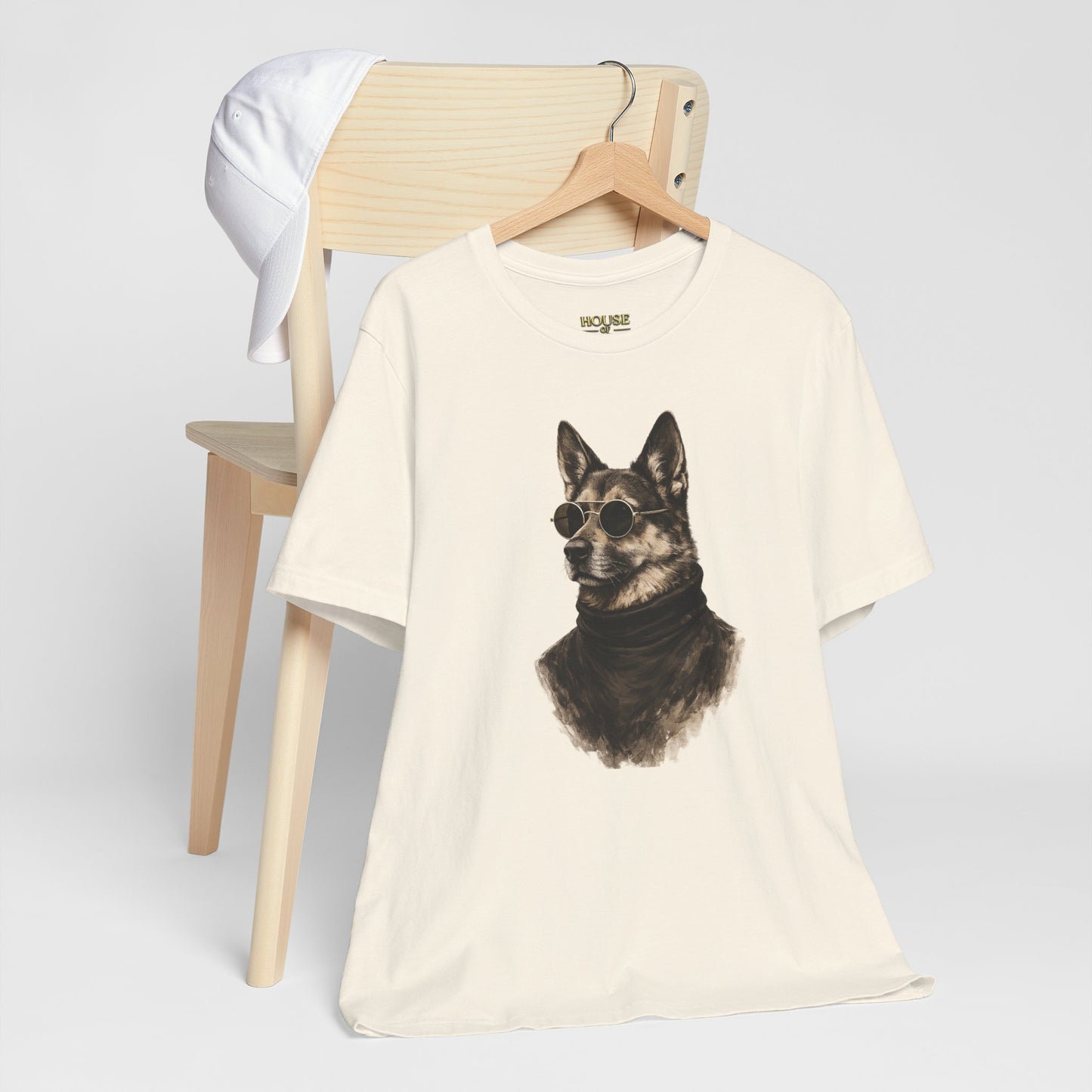 Cool Dog Graphic T-Shirt | Vintage Monochrome Sunglasses Dog Tee by House of Ace