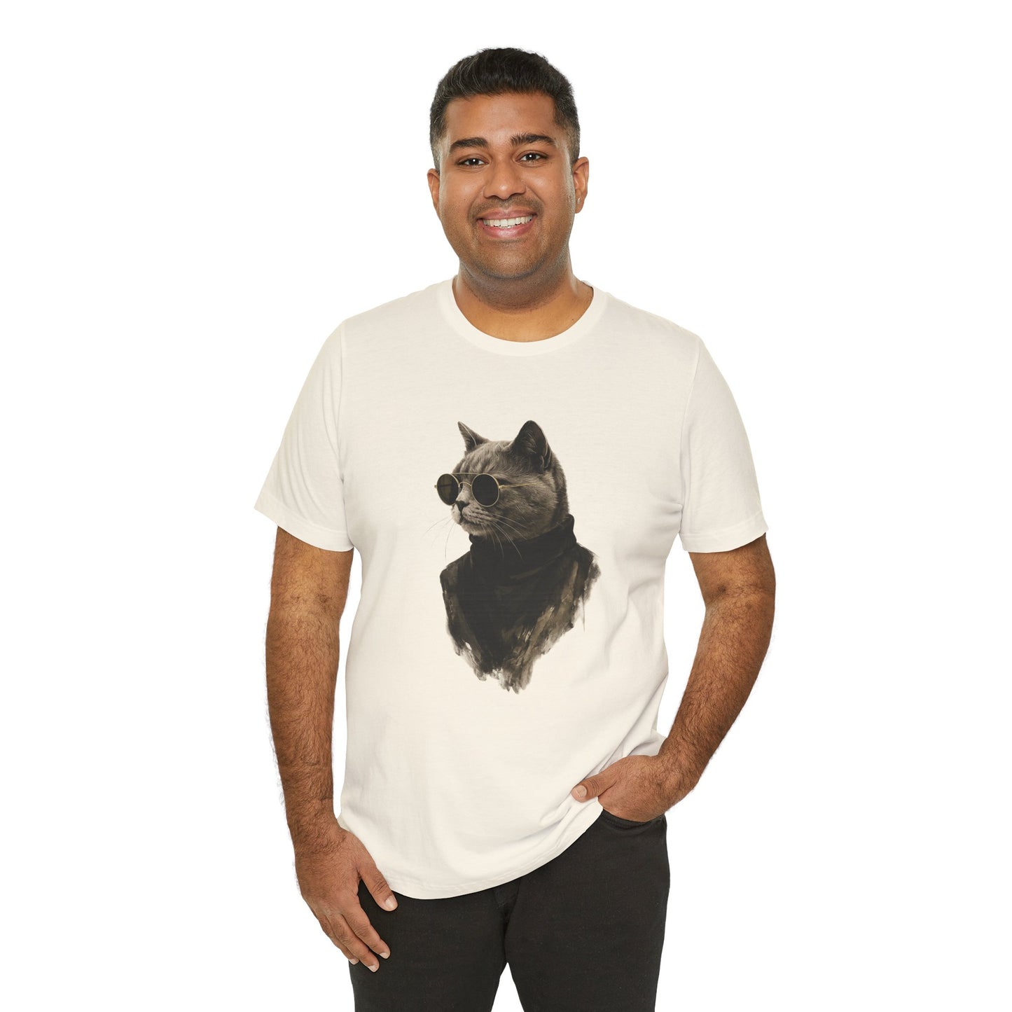 Cool Cat Graphic T-Shirt | Vintage Monochrome Cat Tee by House of Ace