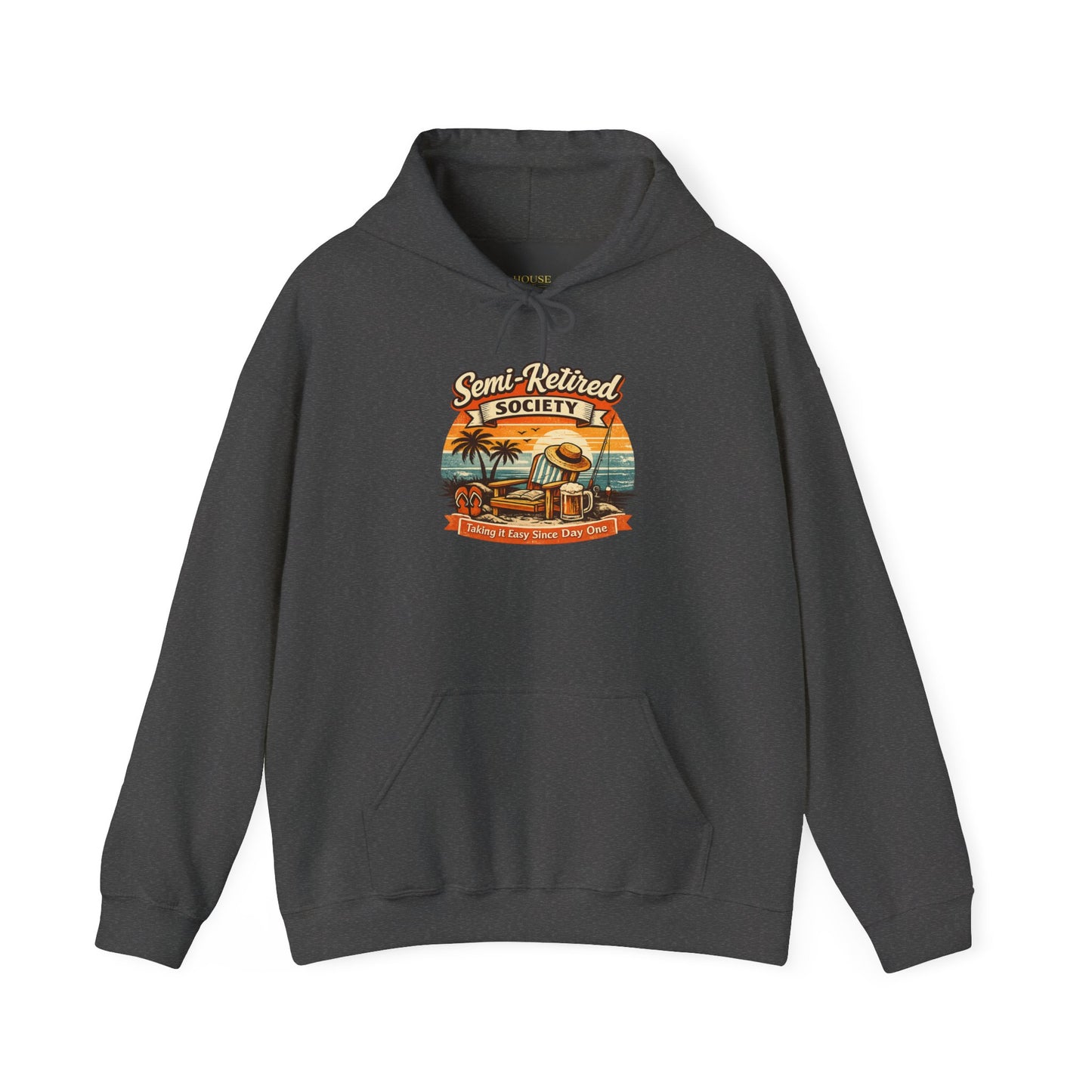 Semi-Retired Society Hoodie – Vintage Beach Retirement Sweatshirt