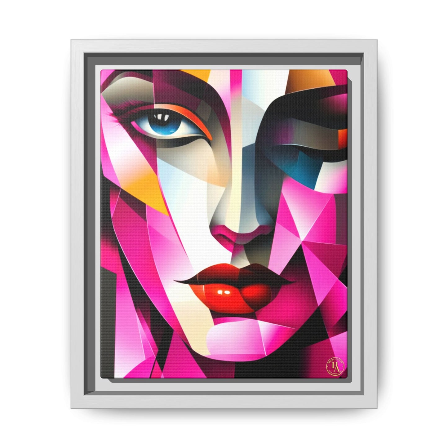 Electric Abstract Muse Geometry Framed Matte Canvas by House of Ace