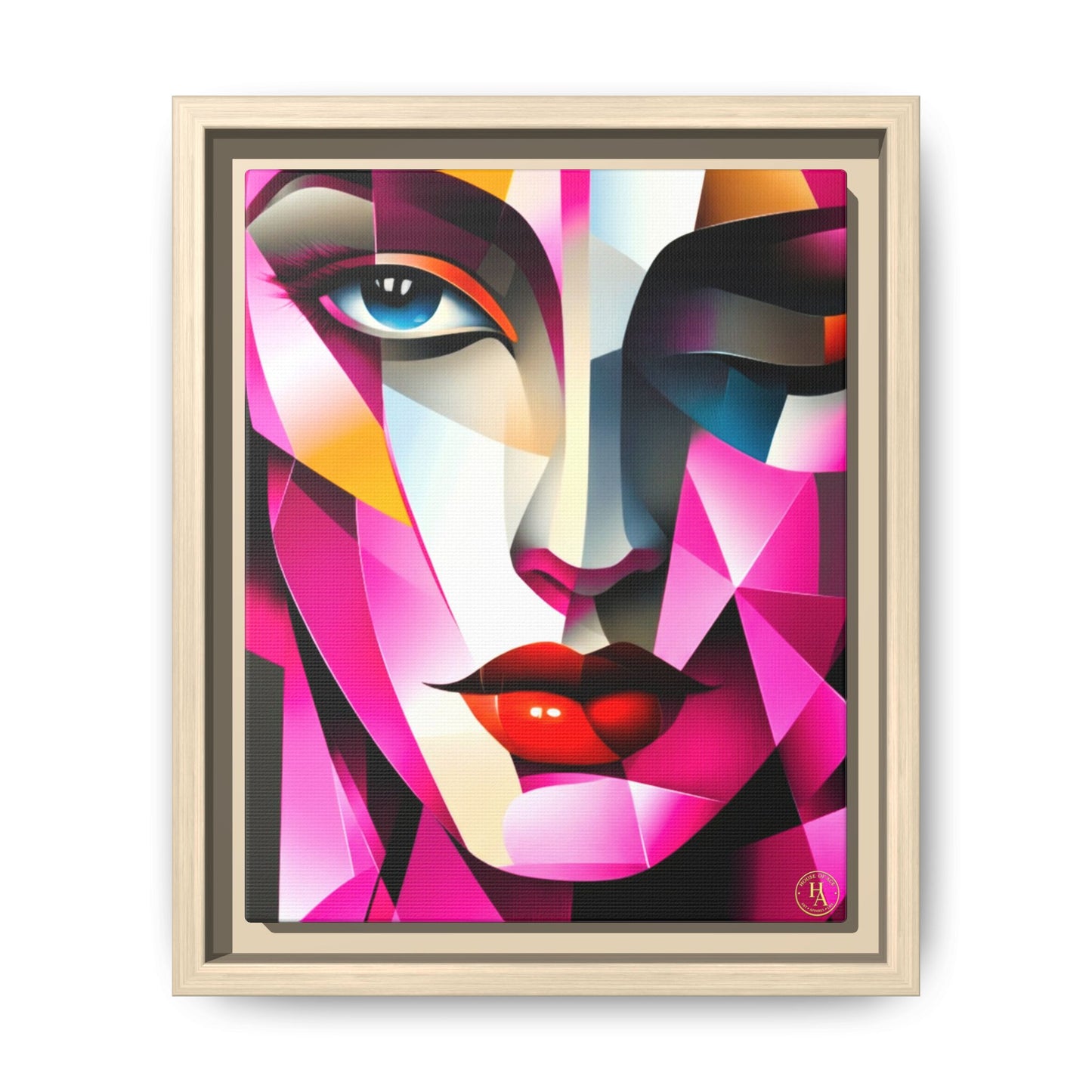 Electric Abstract Muse Geometry Framed Matte Canvas by House of Ace