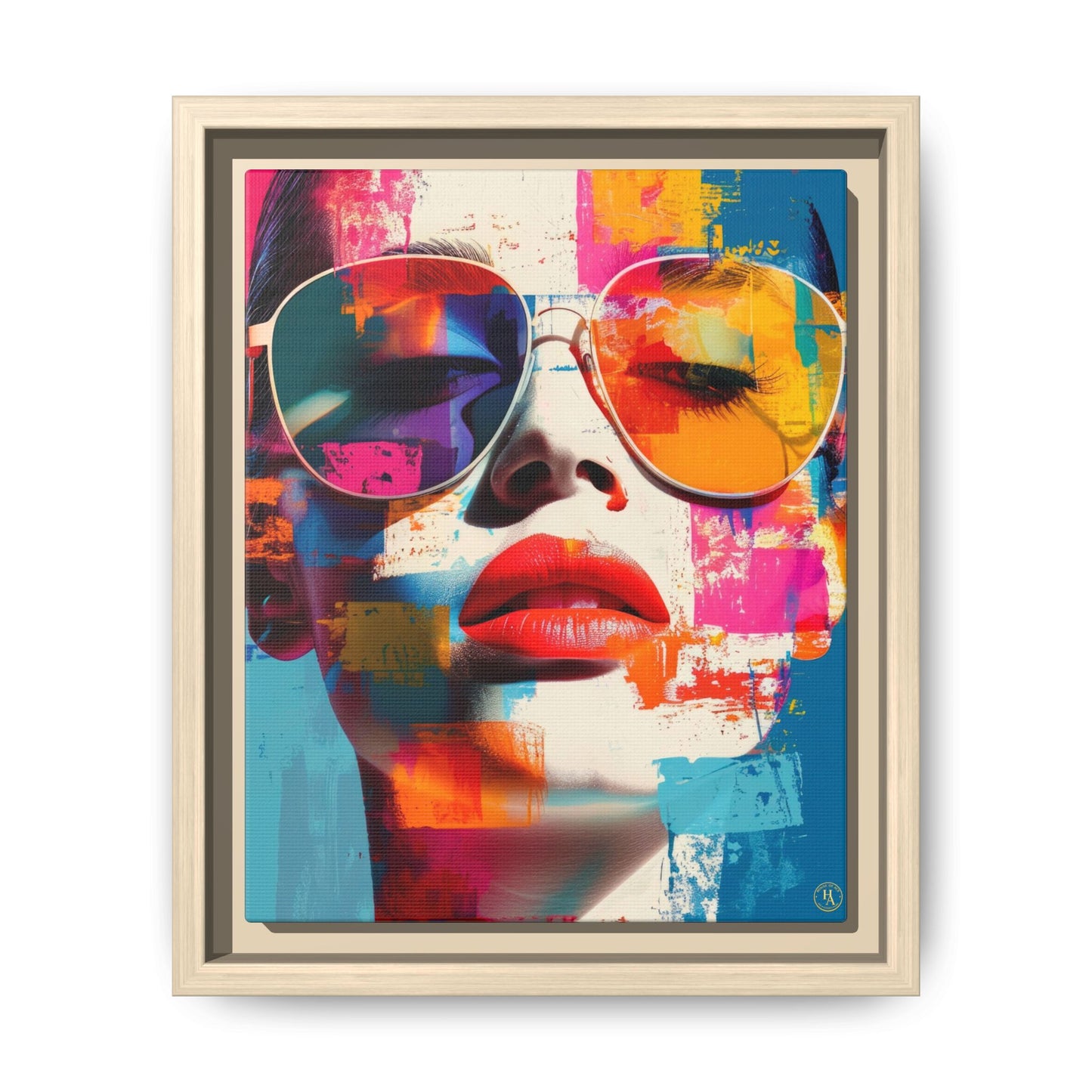 Abstract Pop Art Canvas Wall Art by House of Aces, Colourful Fashion Portrait Print, Framed Matte Canvas, Modern Statement Wall Decor